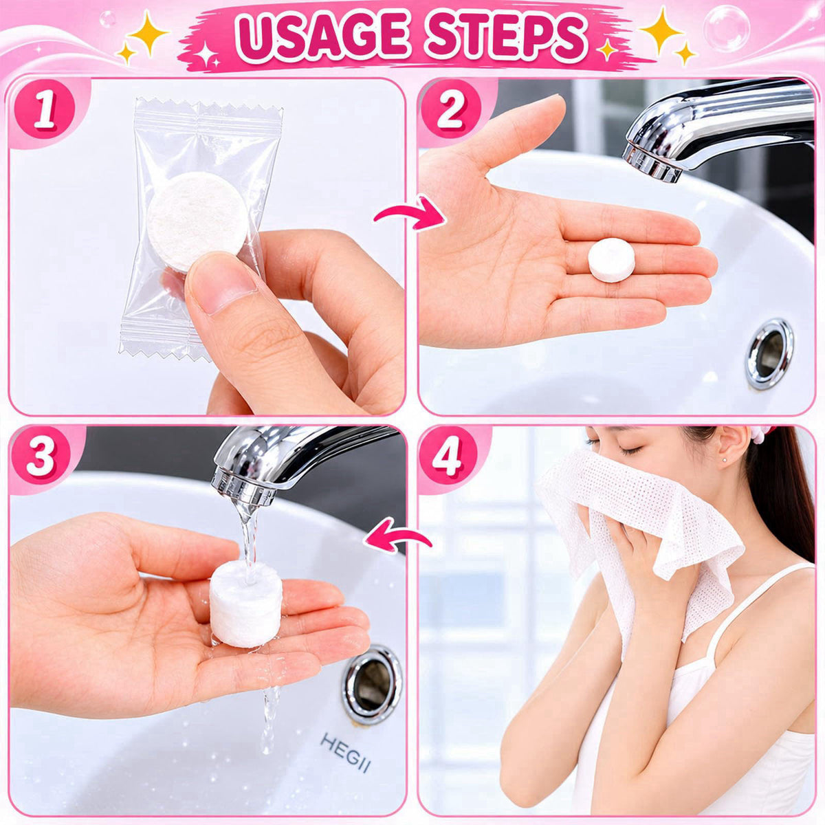 CrystalSylara 150 Pcs Travel Women Beauty Care Kit Bulk with Cotton Swab Nail File Vanity Pack Compressed Towel Makeup R
