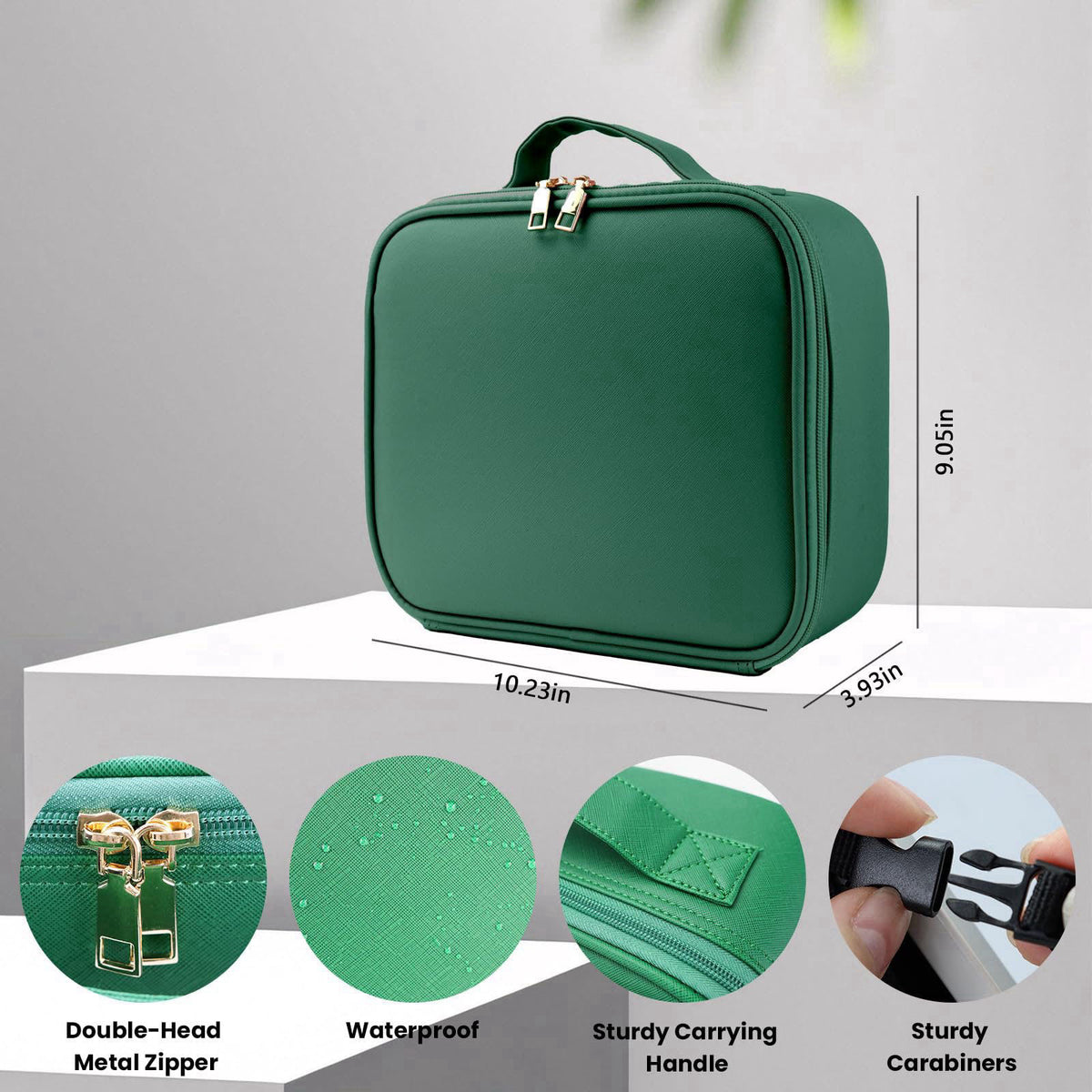 SUILU Makeup Bag with Mirror,Portability Cosmetic Case Portable Cosmetic Brush Organizer Bag with Adjustable Dividers,Gi
