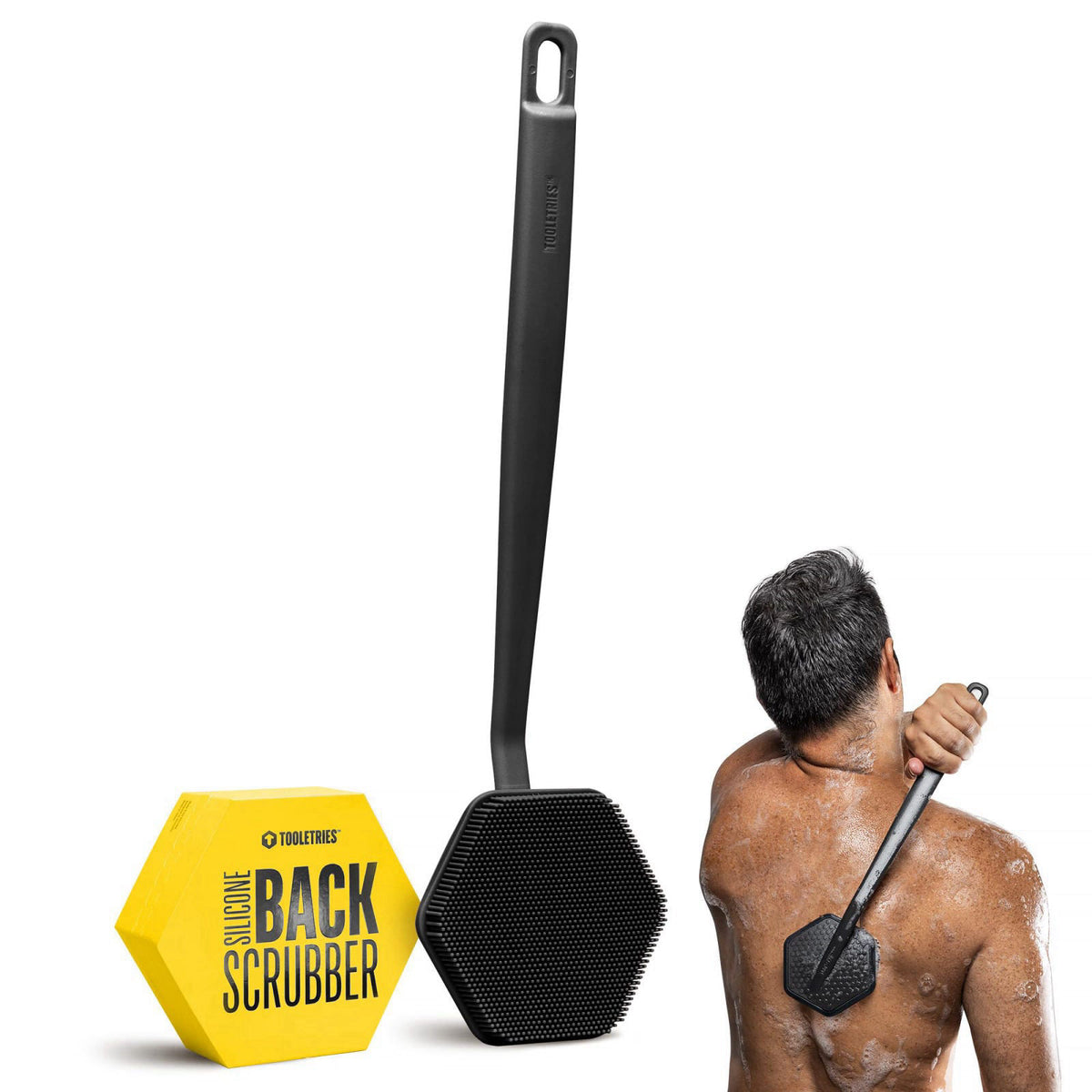 TOOLETRIES Silicone Back Scrubber for Shower, Body Brush - Charcoal – product photo (Bath &amp; Body Brushes)