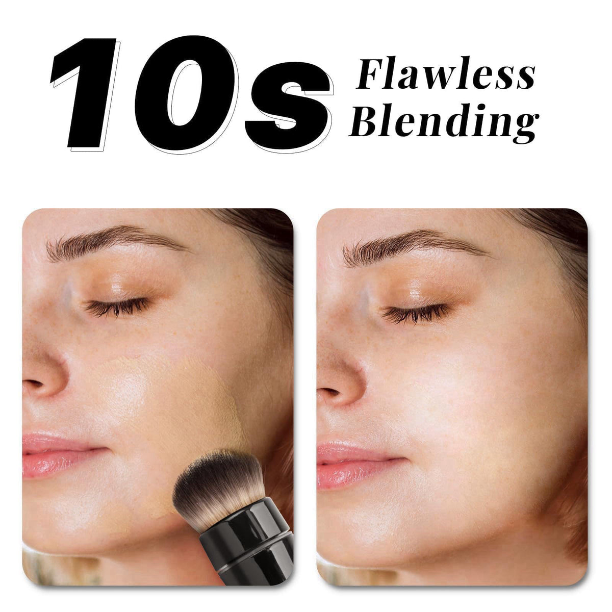 Beauty Star 360° Electric Makeup Brush with 2 Replaceable Brush Heads, 2 Adjustable Speeds, Fast and Even Makeup Applica