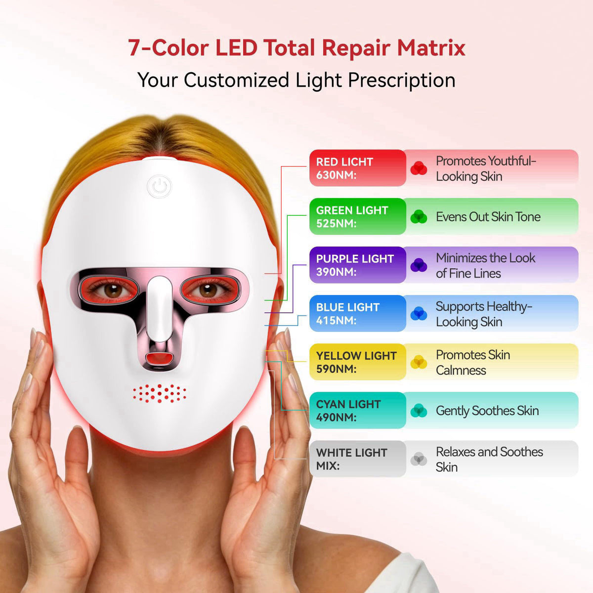 ViLeeLia Led Mask Light Therapy, Cordless Rechargeable Face Mask with Built-in Battery, Lightweight Skin Care Device – p