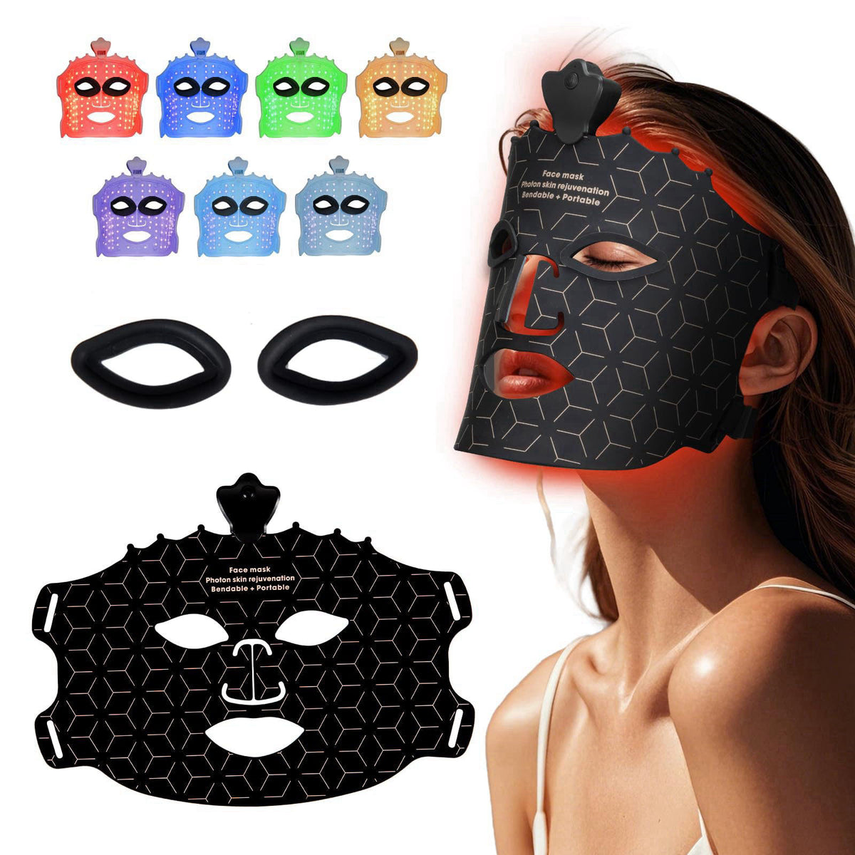 Facego Red Light Mask for Face - 7 Colors Cordless Silicone Face Mask, Facial Mask Skincare at Home, Skin Care Mask Suit