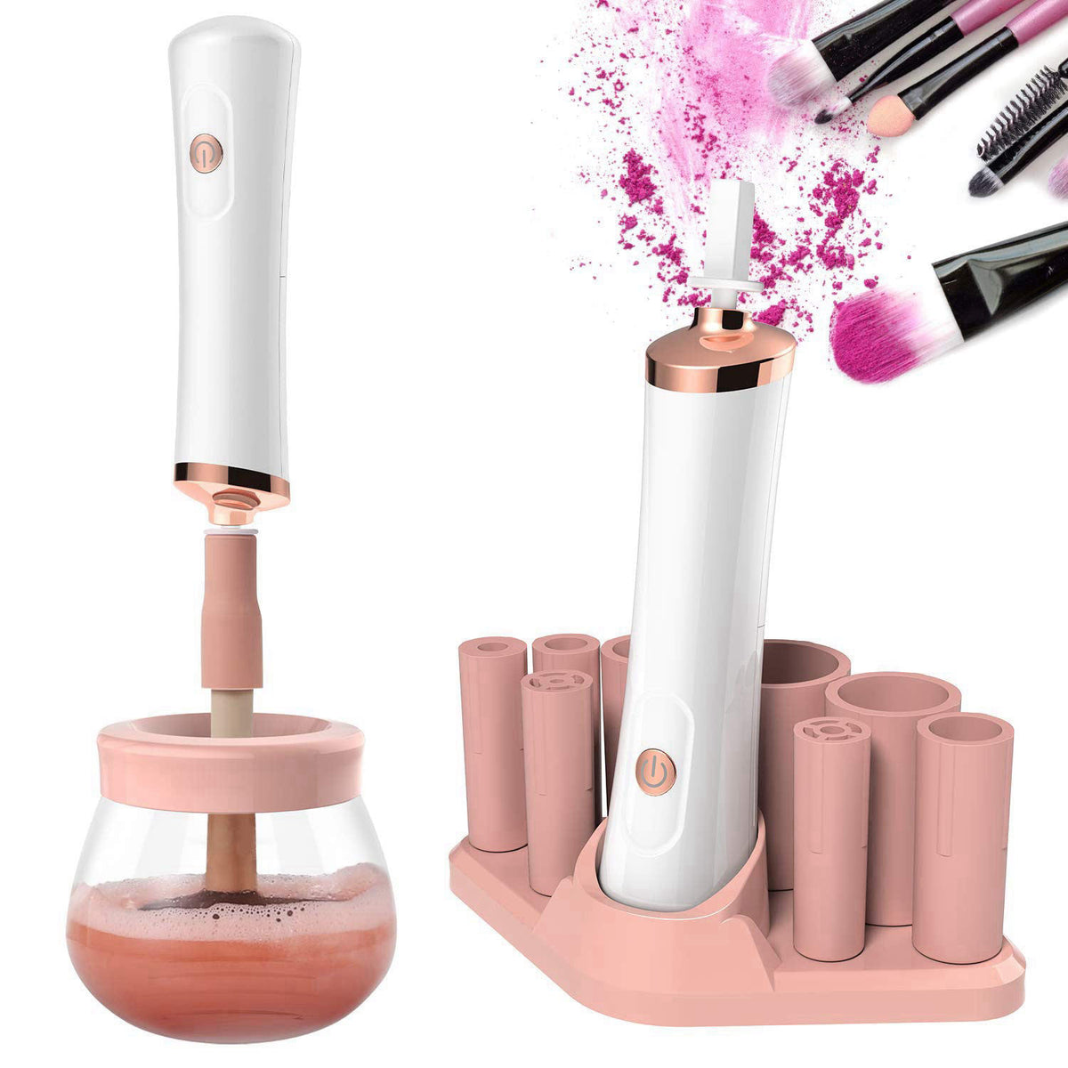 Senbowe Makeup Brush Cleaner and Large Cotton Floral Makeup Bag – close-up detail