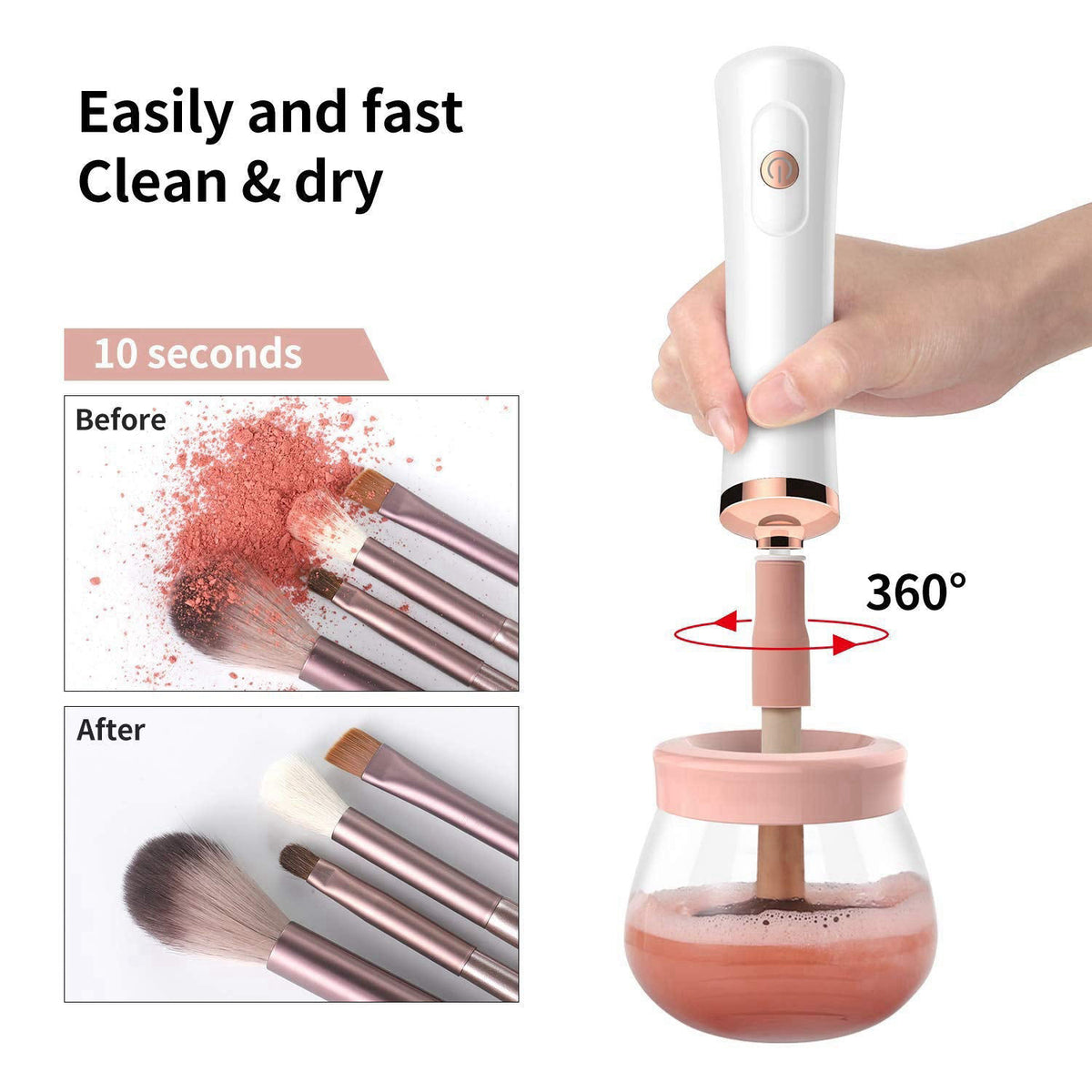 Senbowe Makeup Brush Cleaner and Large Cotton Floral Makeup Bag – packaging and label