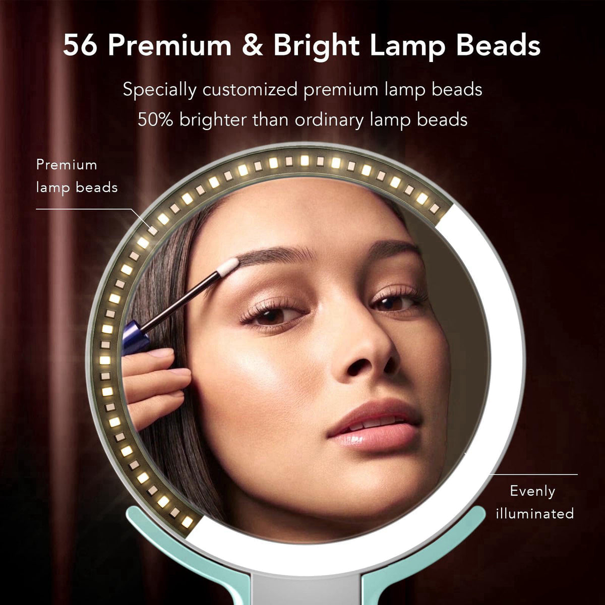 LitBear Travel Makeup Mirror with Light, Rechargeable Double-Sided 10X/1X Magnifying Mirror, Portable Lighted Beauty Mir