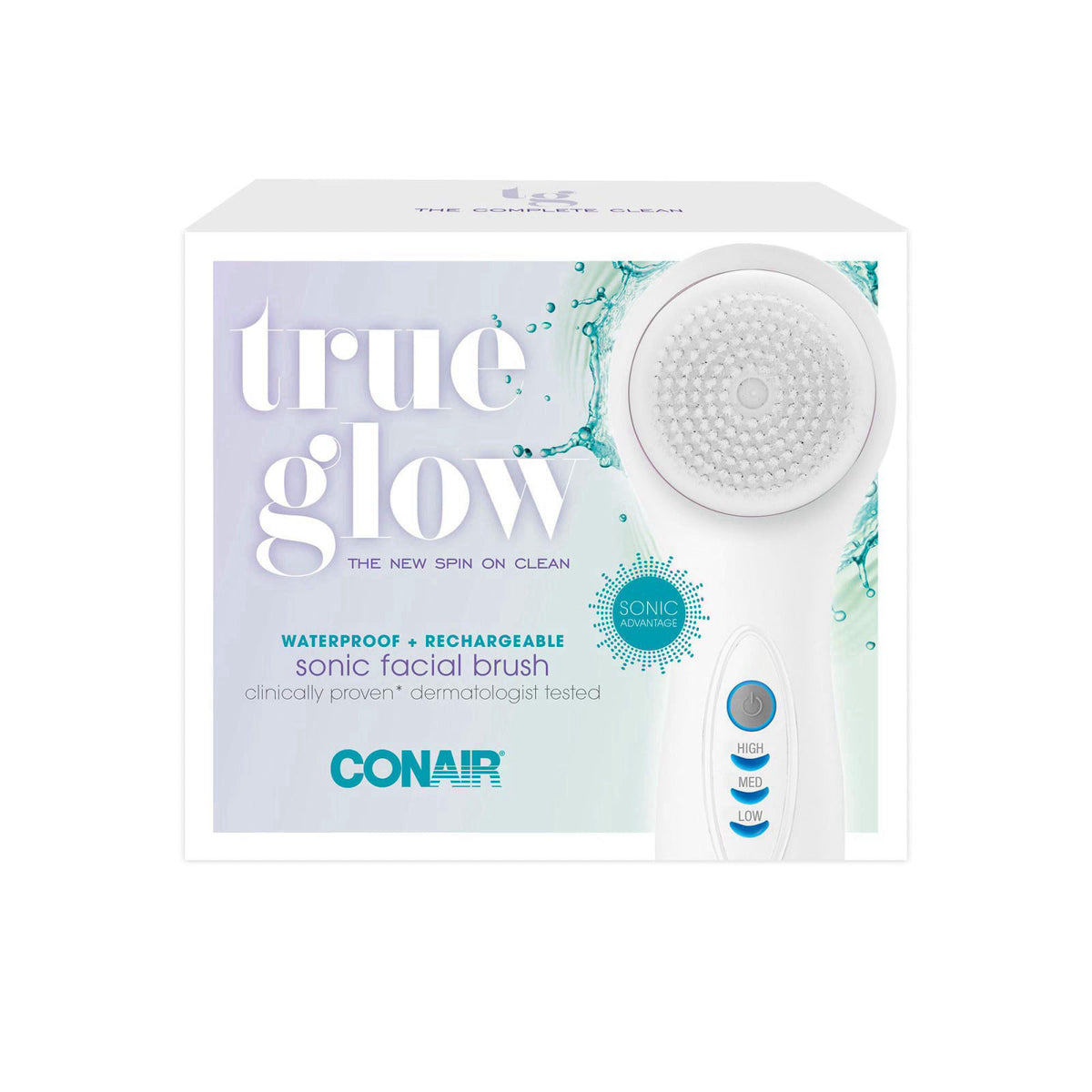True Glow by Conair Facial Brush - Waterproof + Rechargeable – close-up detail in White