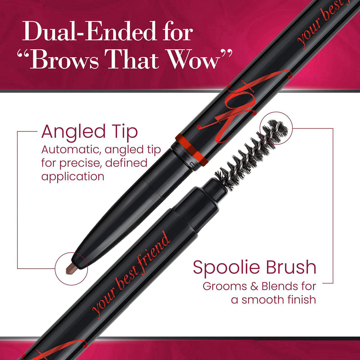 YBF Beauty Eyebrow Pencil - Universal Automatic Brow Pencil With Spoolie Brush - Perfect Eyebrow Makeup Shaper and Fille