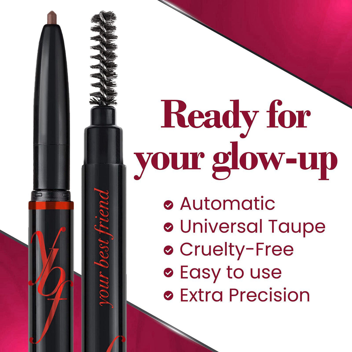 YBF Beauty Eyebrow Pencil - Universal Automatic Brow Pencil With Spoolie Brush - Perfect Eyebrow Makeup Shaper and Fille