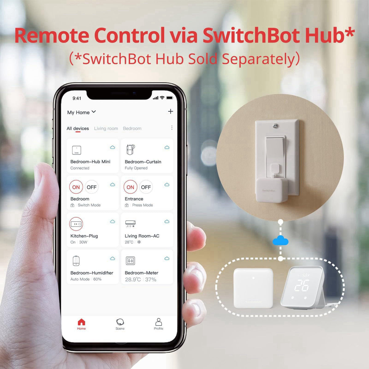 Switchbot Smart Switch Button Pusher (Bluetooth) – Fingerbot for Rocker Switch/One-Way Buttons, App Timer Control, No Wi