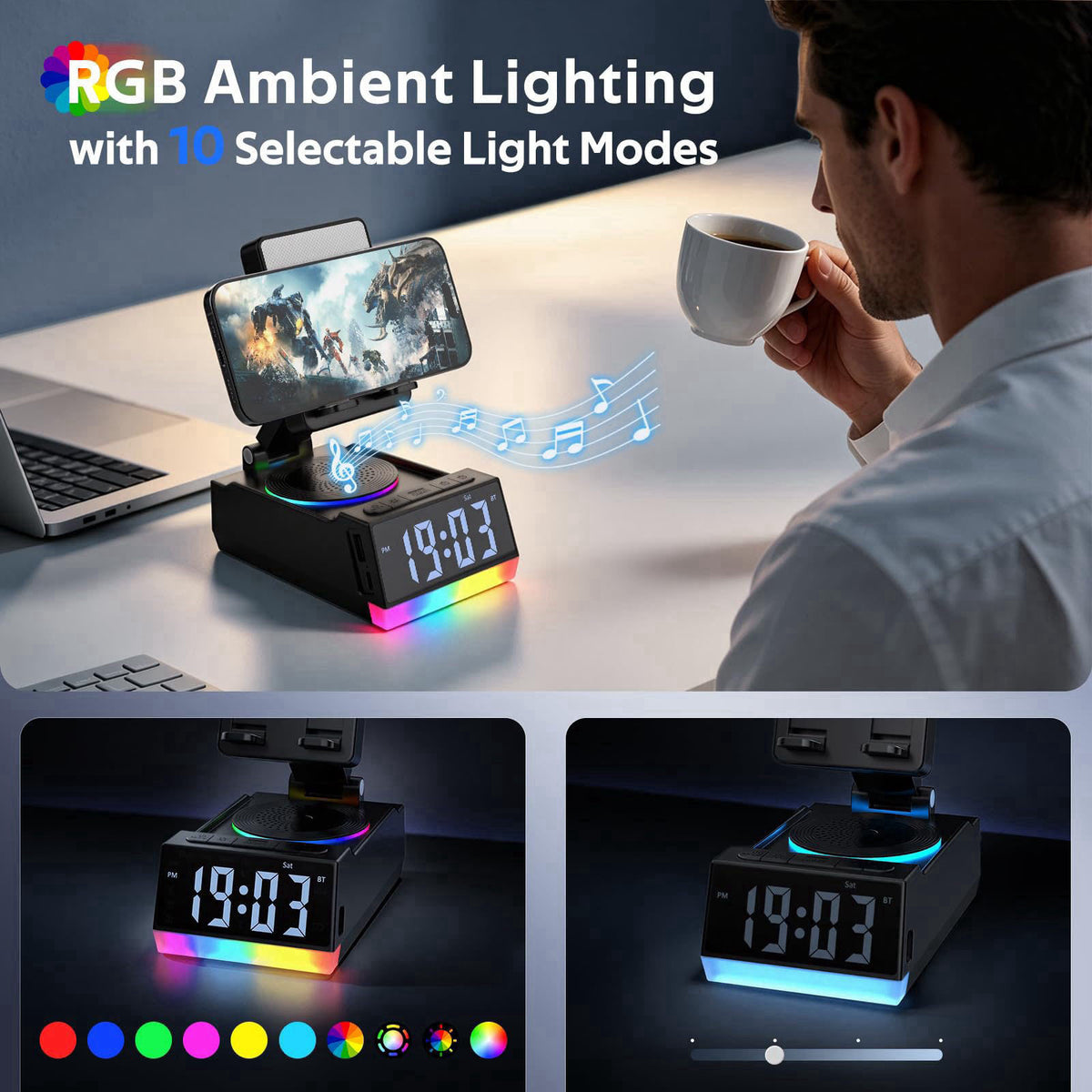 GLOPUS Induction Speaker, 7 in 1 Cell Phone Stand with Wireless Bluetooth Speaker & RGB Light, Christmas Stocking Stuffe