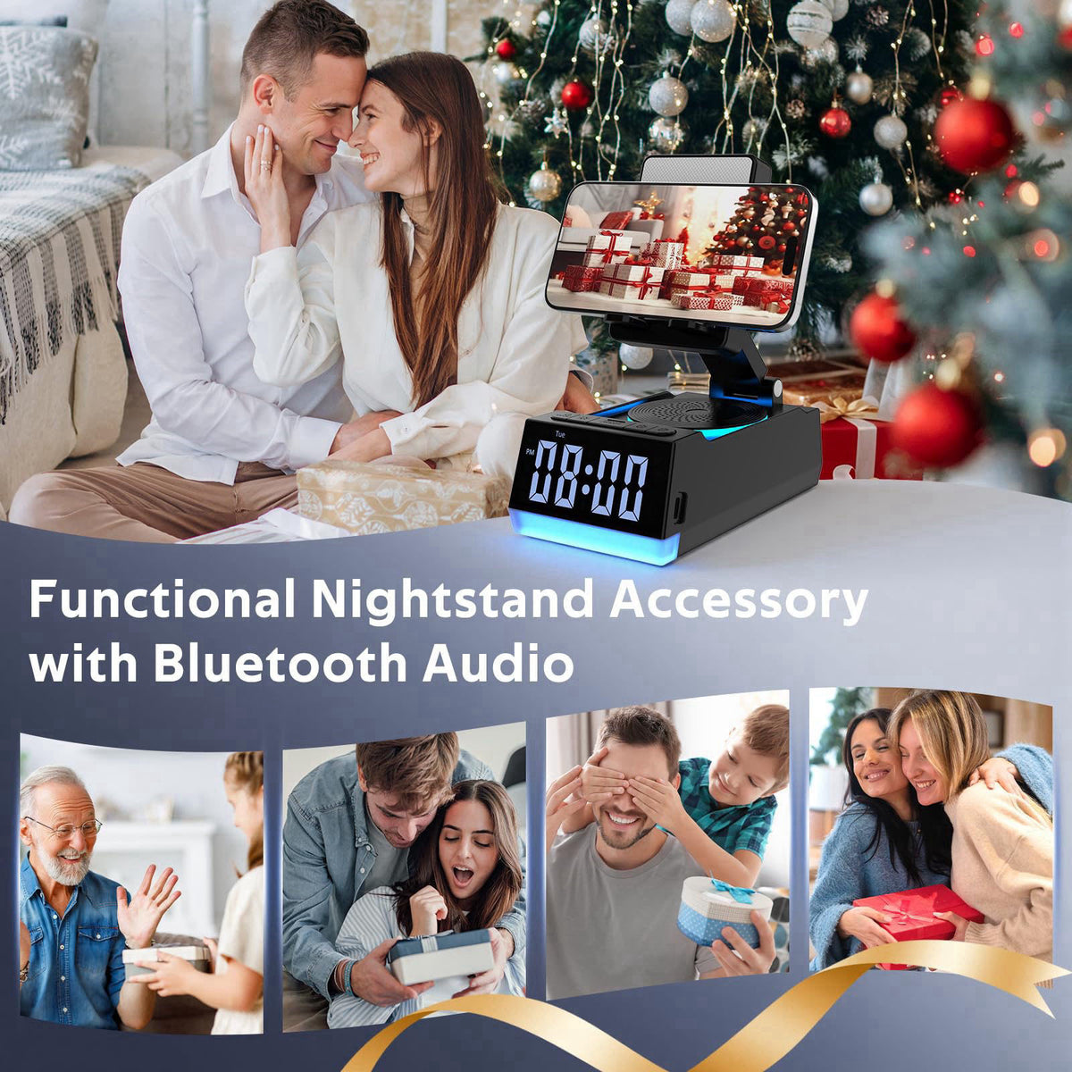 GLOPUS Induction Speaker, 7 in 1 Cell Phone Stand with Wireless Bluetooth Speaker & RGB Light, Christmas Stocking Stuffe