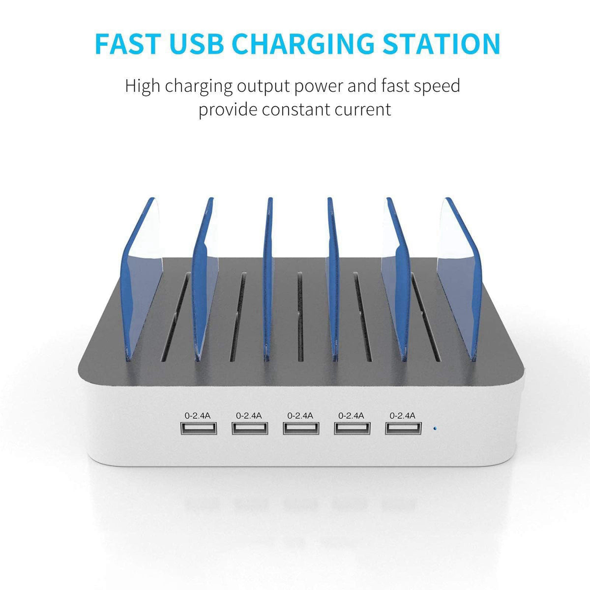 MSTJRY Charging Station for Multiple Devices : 5 Port Multi USB-A Charger Stations Multi-Device Organizer Charging Dock 