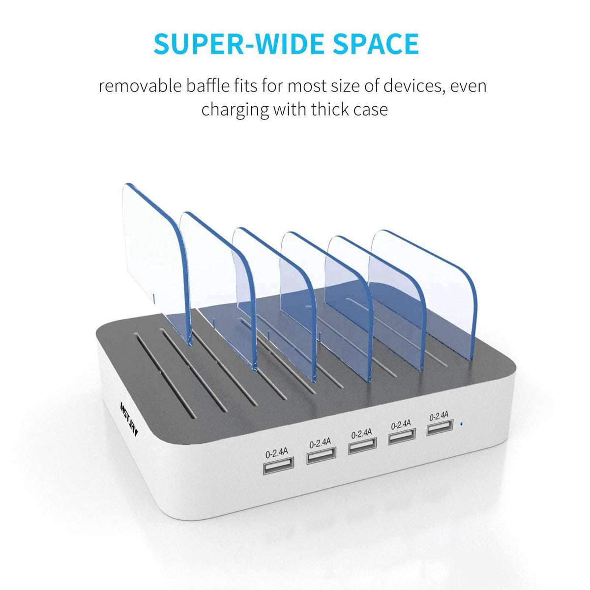 MSTJRY Charging Station for Multiple Devices : 5 Port Multi USB-A Charger Stations Multi-Device Organizer Charging Dock 