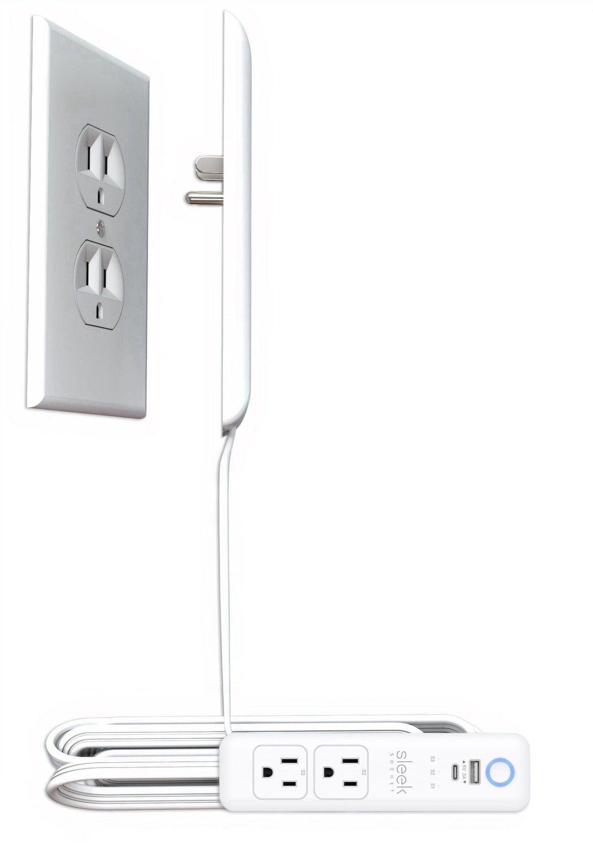 Smart Sleek Socket: Universal Outlet Concealer with Wi-Fi Smart Power Strip – product photo (Power Strips)