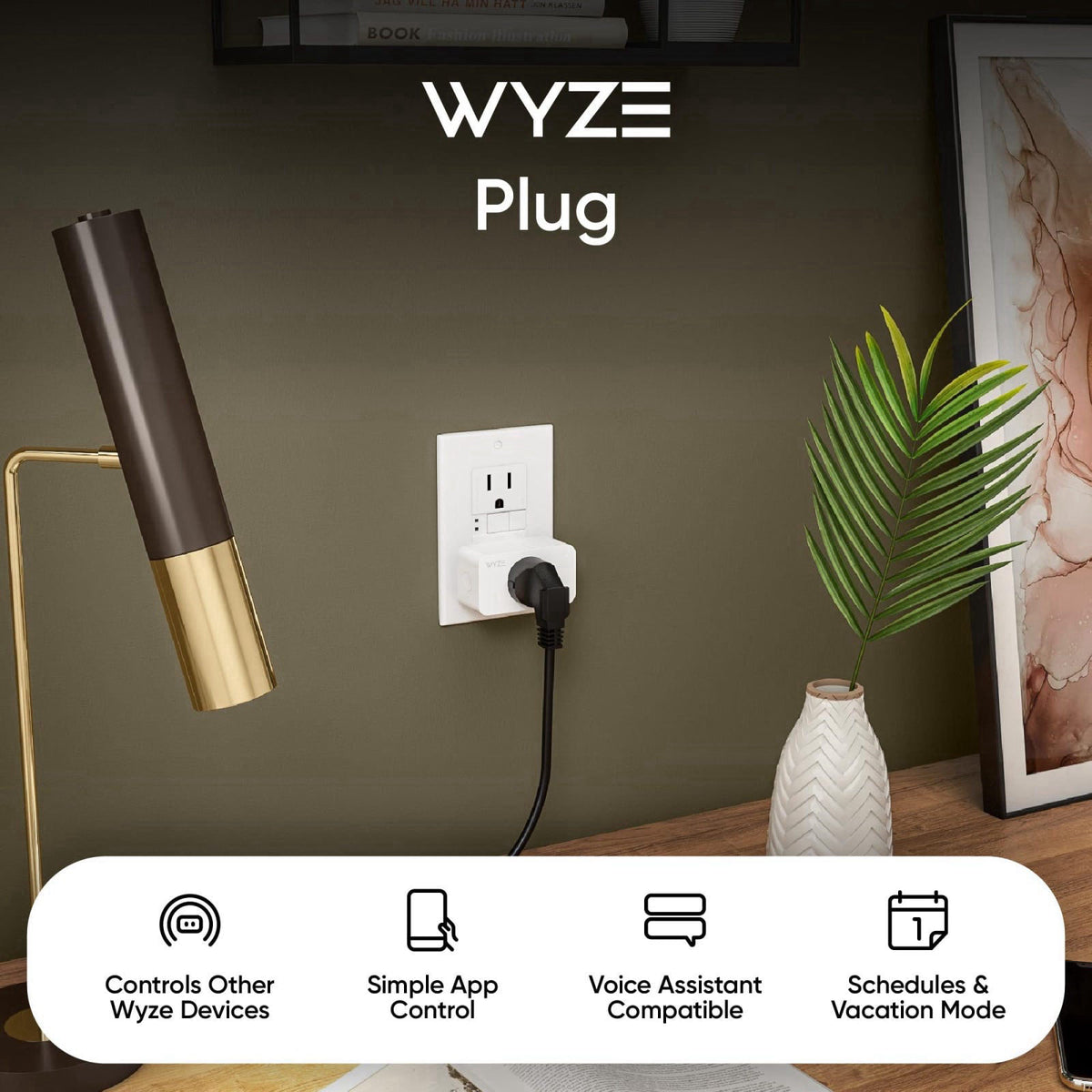 Wyze Plug, 2.4GHz WiFi Smart Plug, Works with Alexa, Google Assistant, IFTTT, No Hub Required, Two-Pack, White – close-u