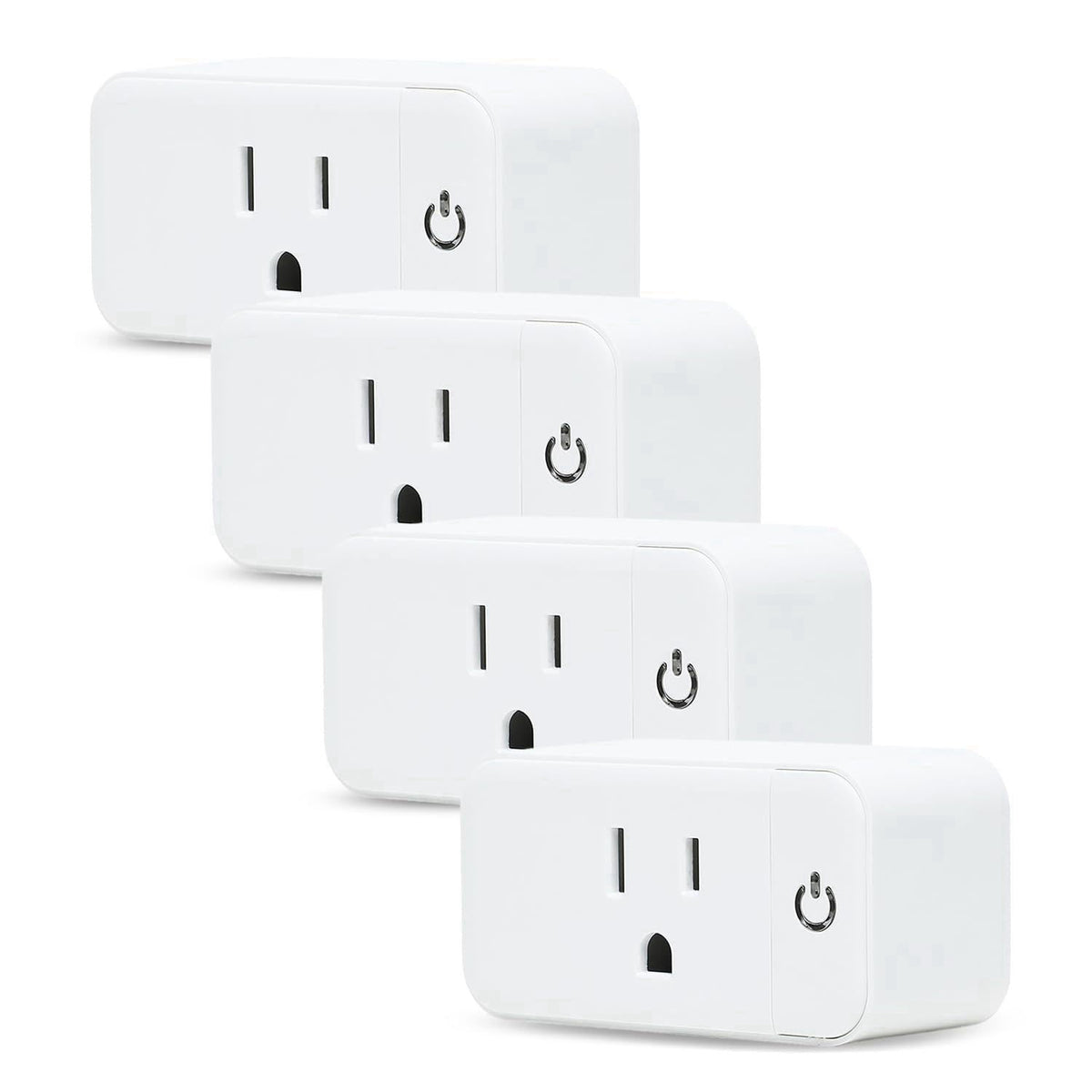 Lunabode LED 4 Pack Smart Home Wi-Fi Plugs - Alexa & Google Home Compatible, White, Toggle Switch, Automatic Operation –