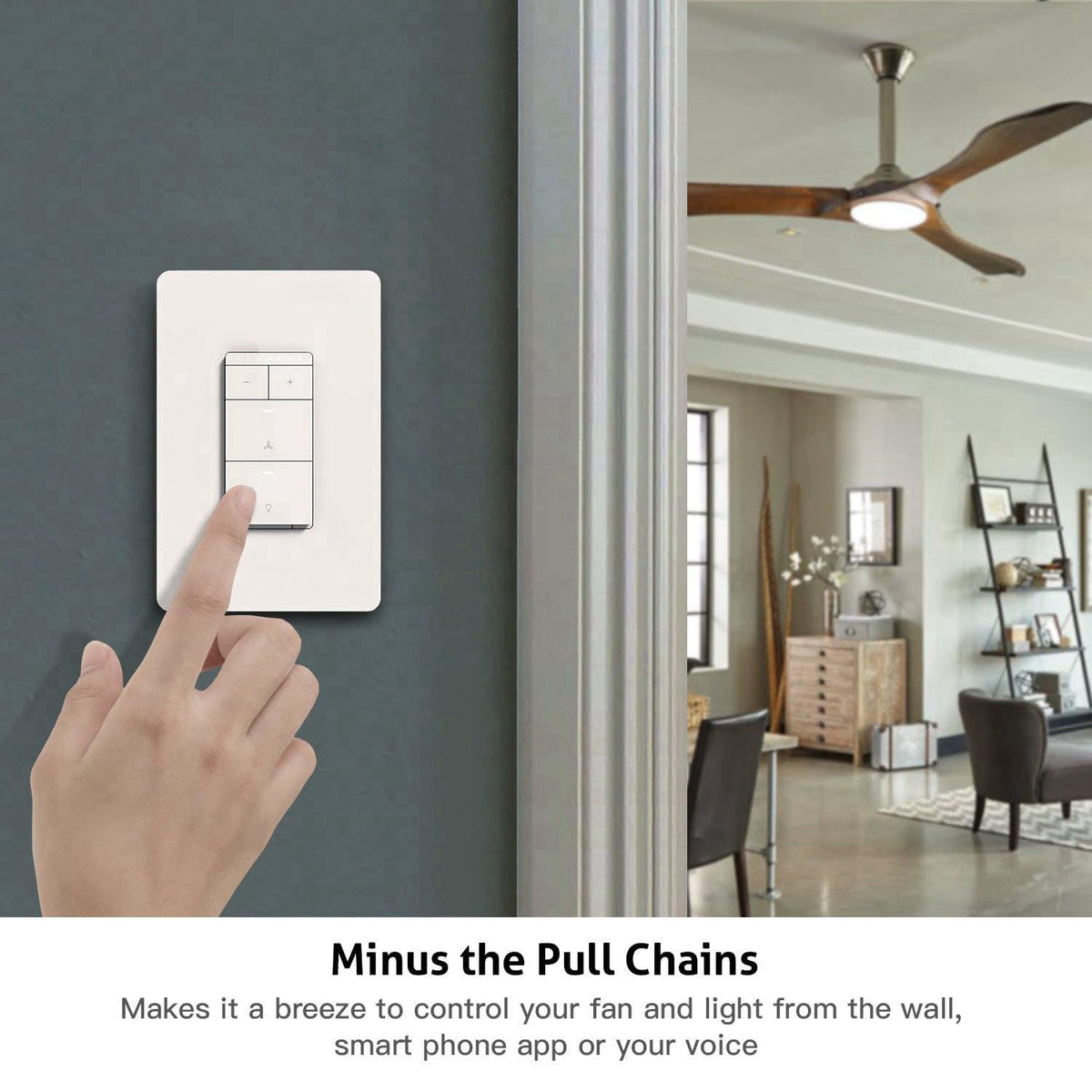 Smart Ceiling Fan Control and Dimmer Light Switch, Neutral Wire Needed, TREATLIFE 2.4Ghz Single Pole Wi-Fi Fan and Light