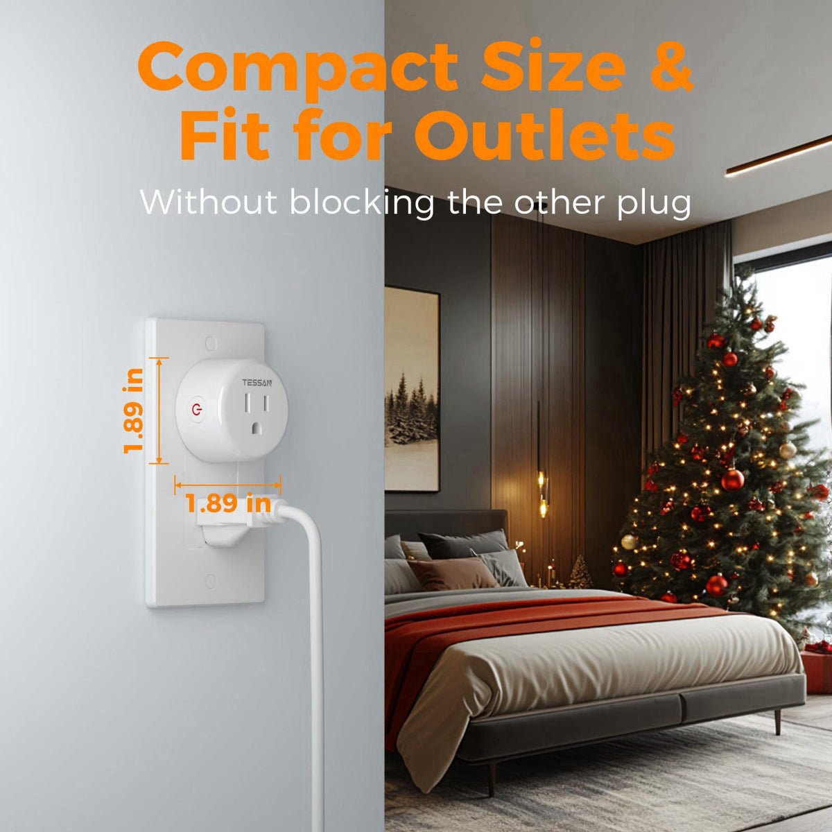 TESSAN WiFi Smart Plug, Wireless Timer Outlet 4‑Pack – close-up detail
