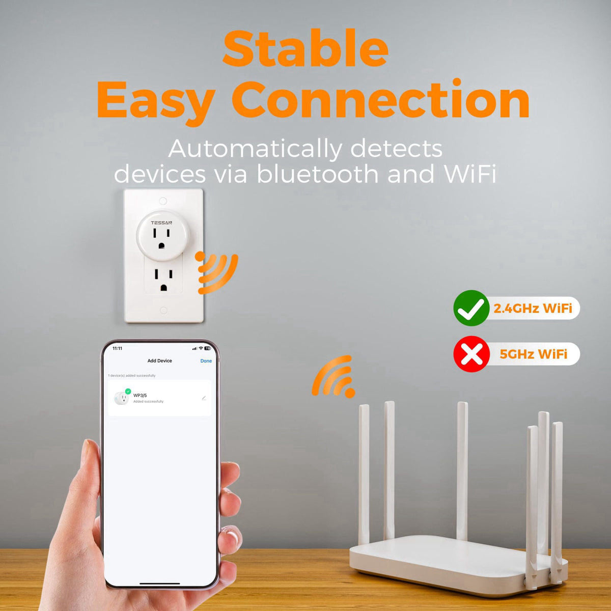 TESSAN WiFi Smart Plug, Wireless Timer Outlet 4‑Pack – full view