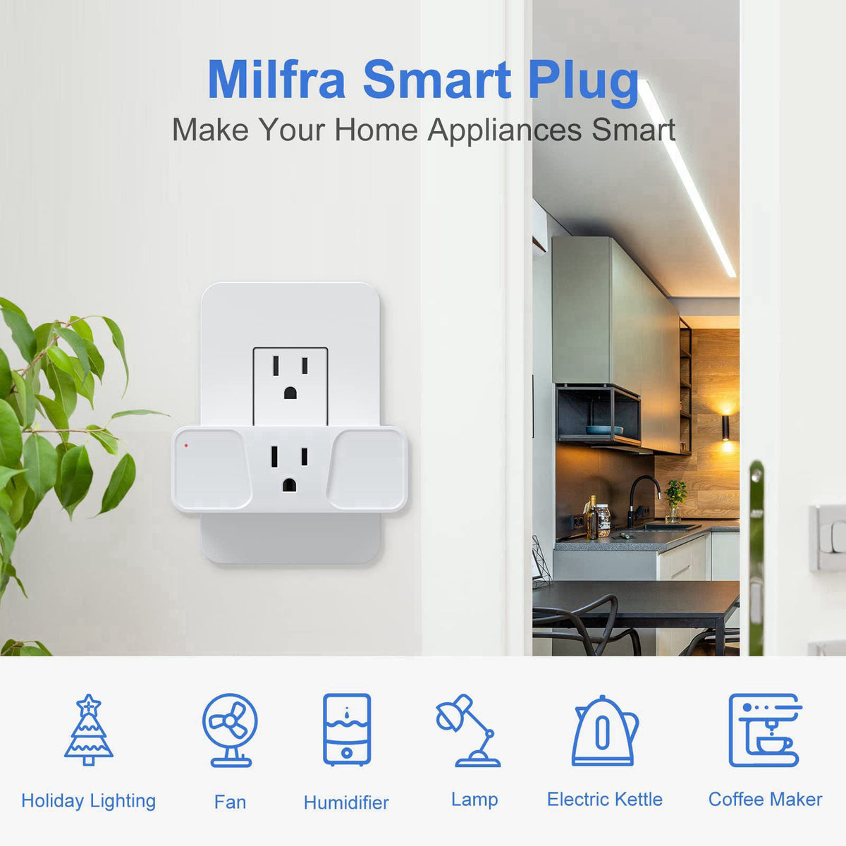 Smart Plug, 4 Pack Milfra 2.4GHz WiFi Smart Plug Smart Home Wi-Fi Outlet Compatible with Alexa Google Assistant – packag