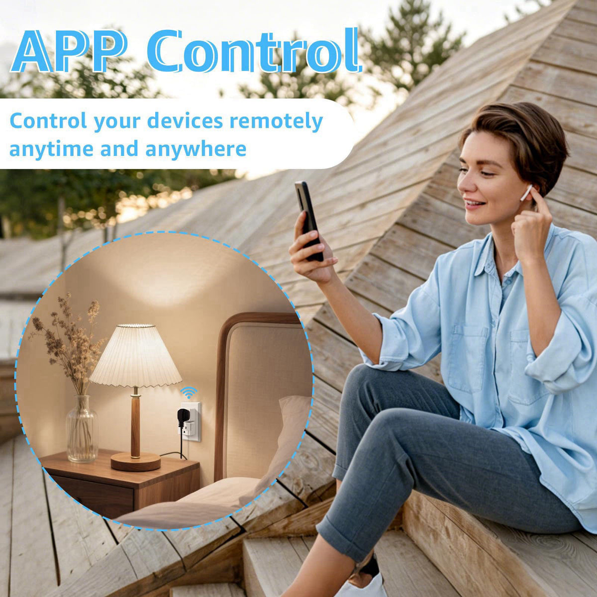 Greencycle WiFi Plug with Switch 2 Sets,App/Voice/Wireless Switch Control – full view