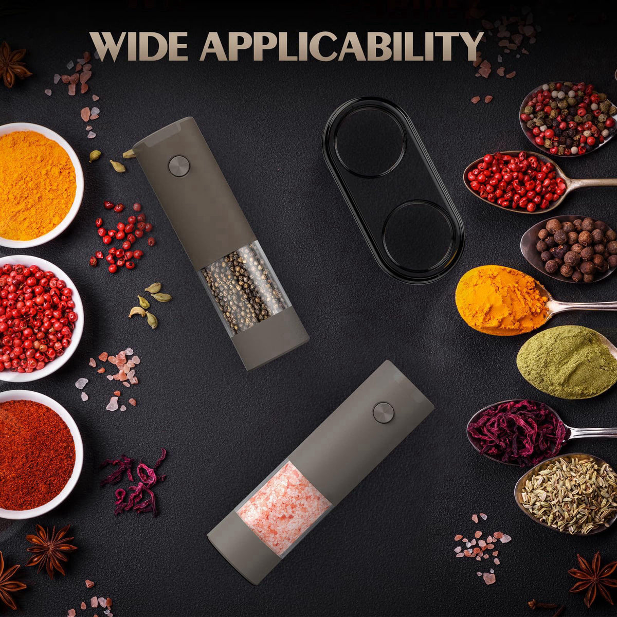 ioion Electric Salt and Pepper Grinder Set Automatic Adjustable Coarseness Pepper Grinder Shakers Set Kitchen Products W