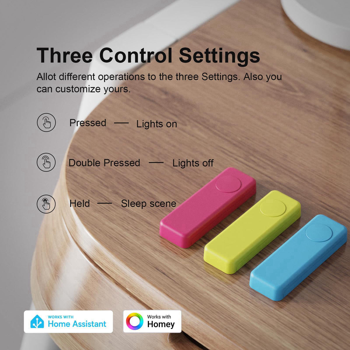 THIRDREALITY ZigBee Smart Button 3 Pack, Red Blue Yellow, 3-Way Remote Control, Require Zigbee hub, Work with SmartThing