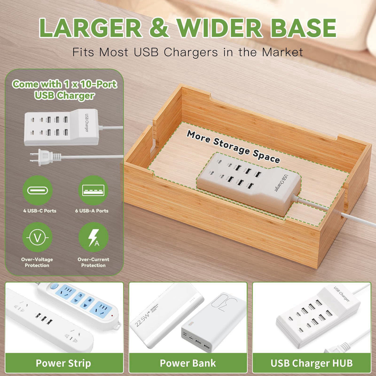 Pezin & Hulin Pezin&Hulin Charging Station for Multiple Devices with 10 Port HUB, 6 Cable – back view and specifications