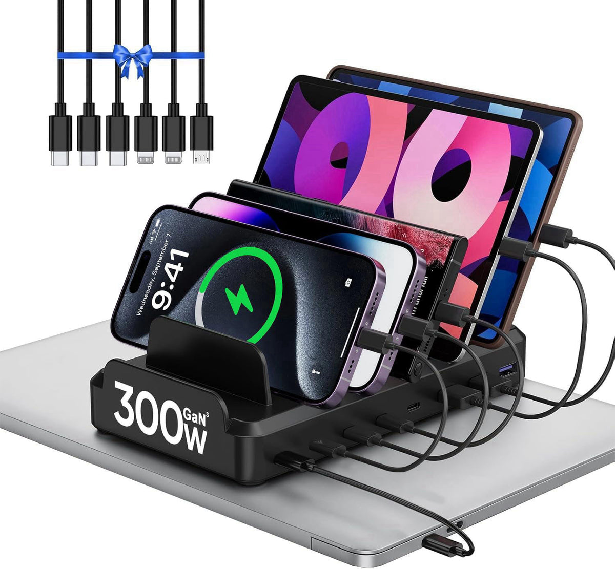 Lcssio 300W Charging Station for Multiple Devices, 8 Port Fast Charger – product photo (Charging Stations)