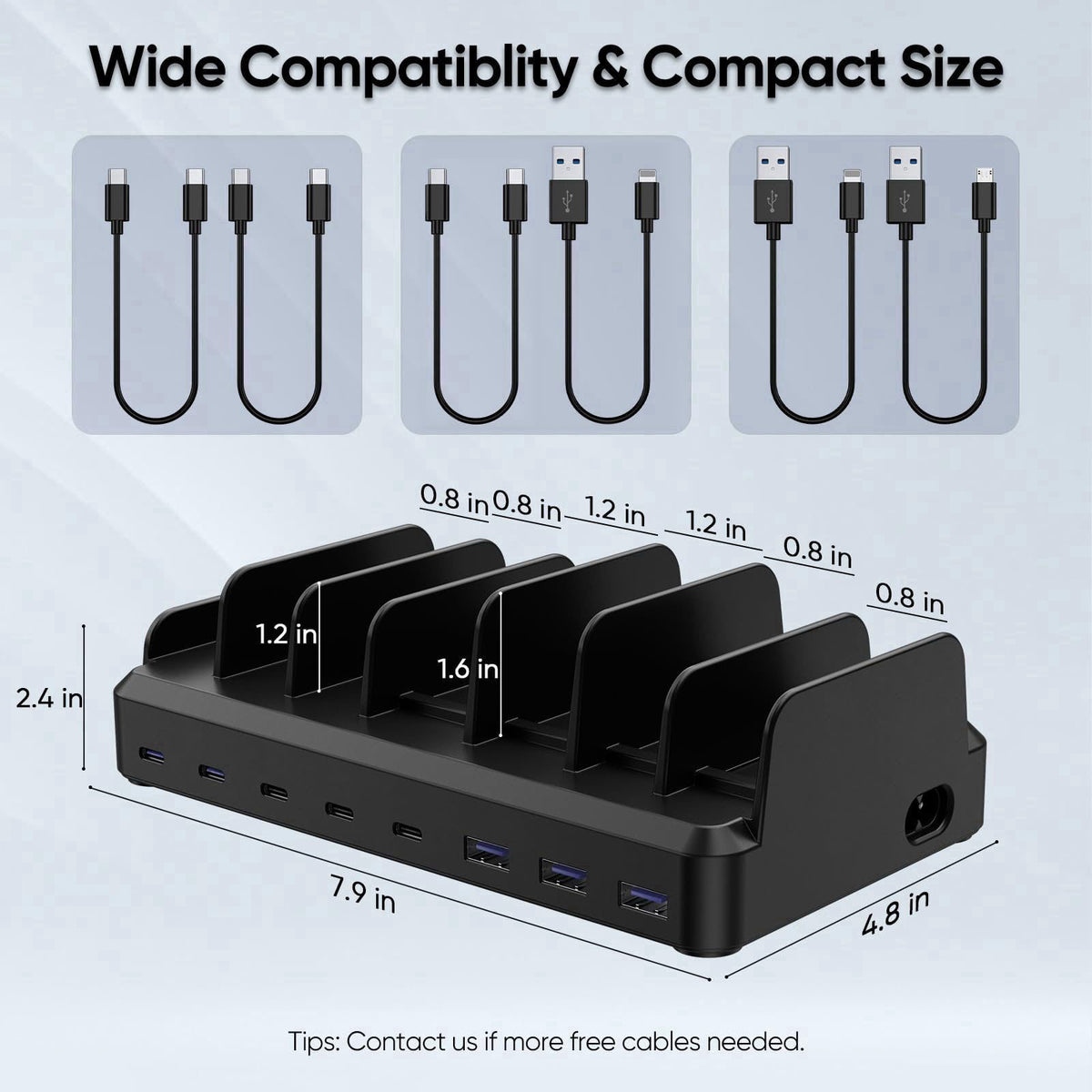 Lcssio 300W Charging Station for Multiple Devices, 8 Port Fast Charger – packaging and label