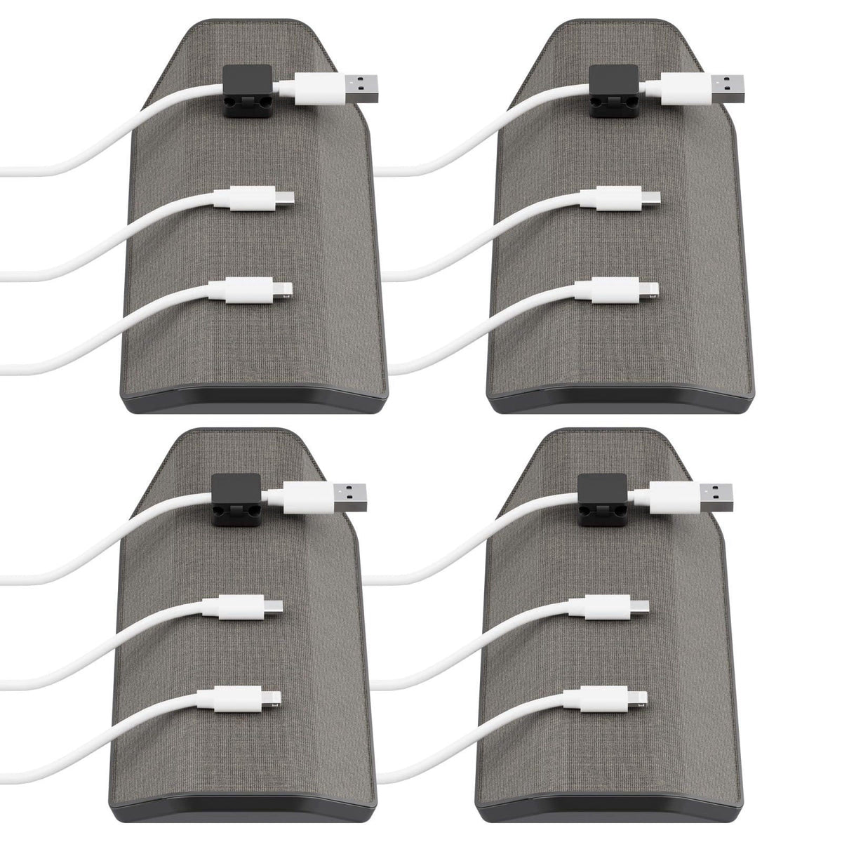 CHARGEWORX Magnetic Cable Management Organizer 4-PK, Cord Holder, 12 Clips, Desk Setup – 4-PK Gray, Fabric
