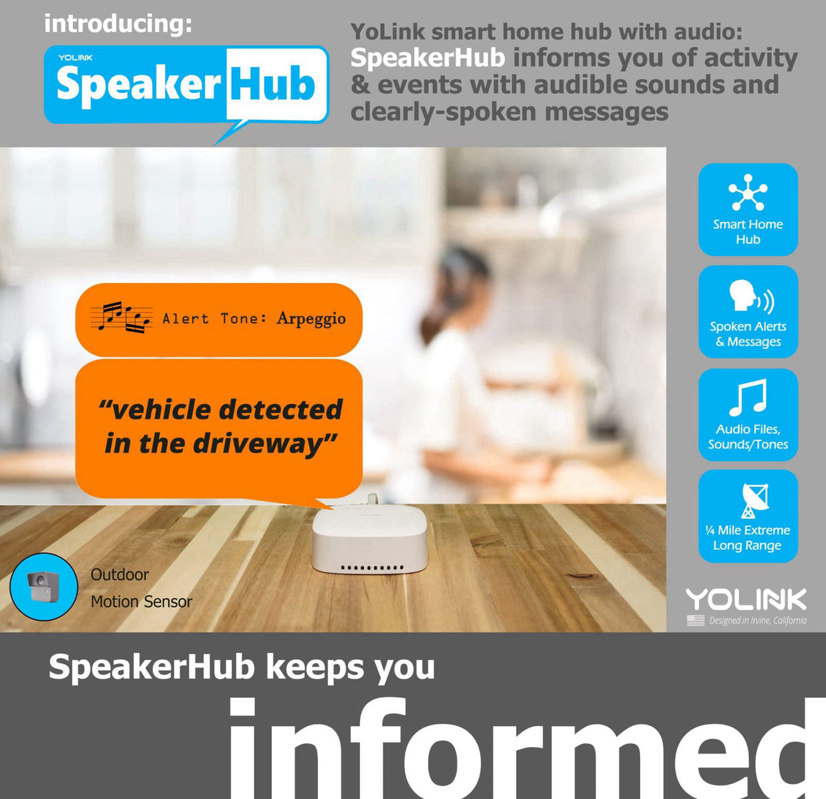 YoLink SpeakerHub Smart Home Hub with Voice Alerts, YS1604 – packaging and label