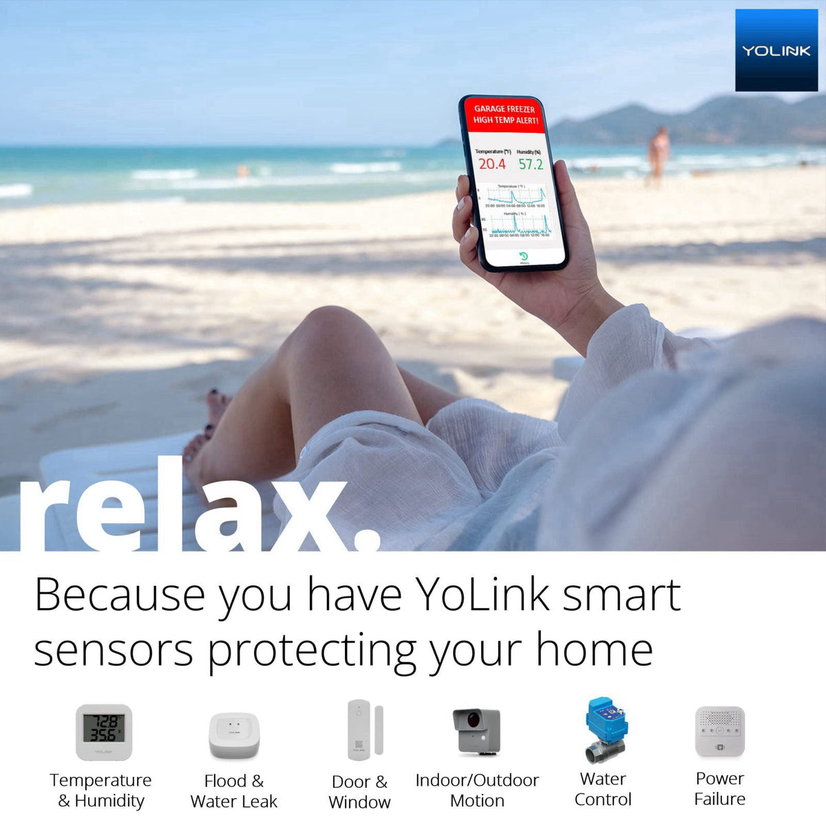YoLink Indoor Temperature and Humidity Sensor Kit: 2-Pack + SpeakerHub – packaging and label