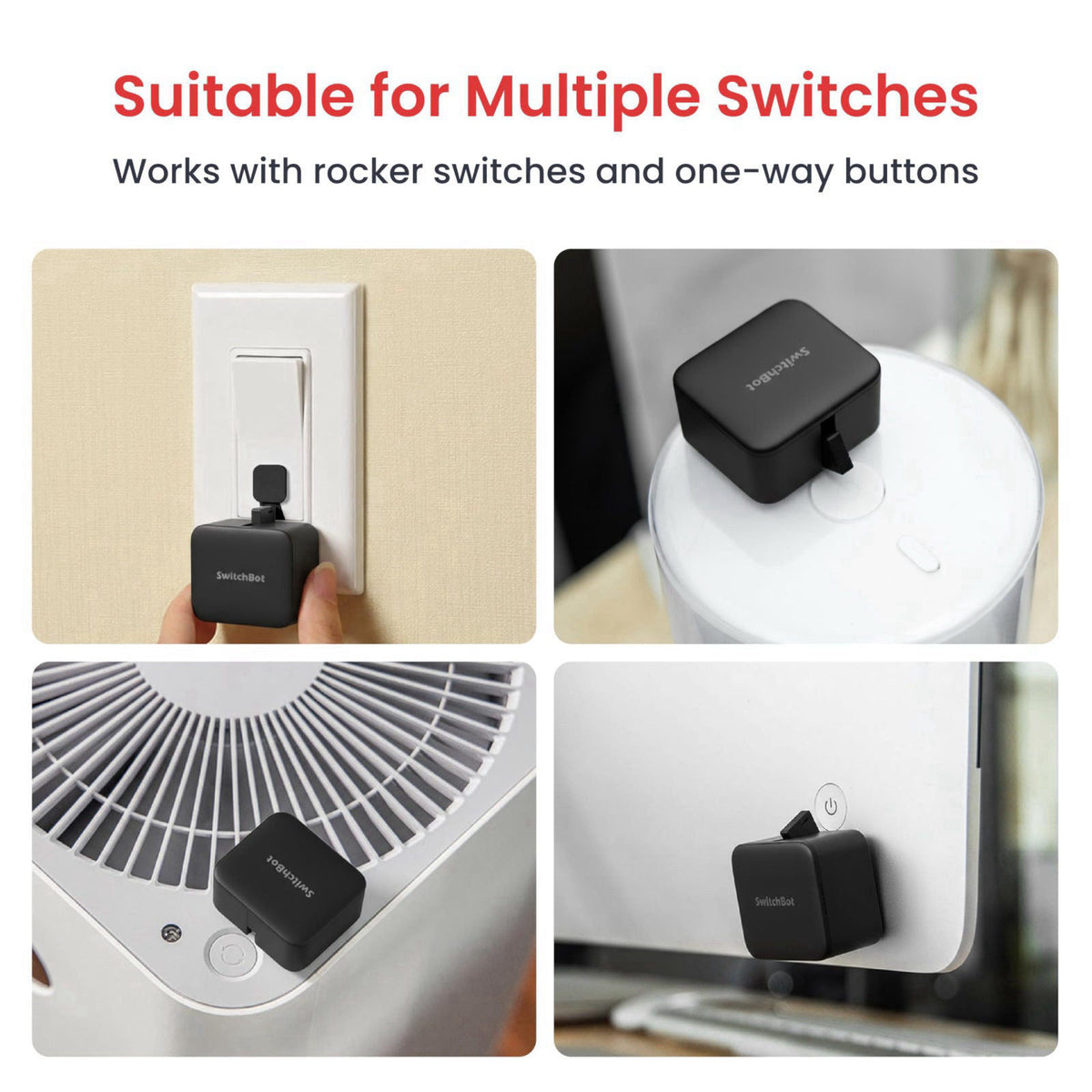 SwitchBot Bot Black & Hub Mini Kit: Automate IR Devices & Physical Switches with Alexa/Google Voice Control, App Scenes 