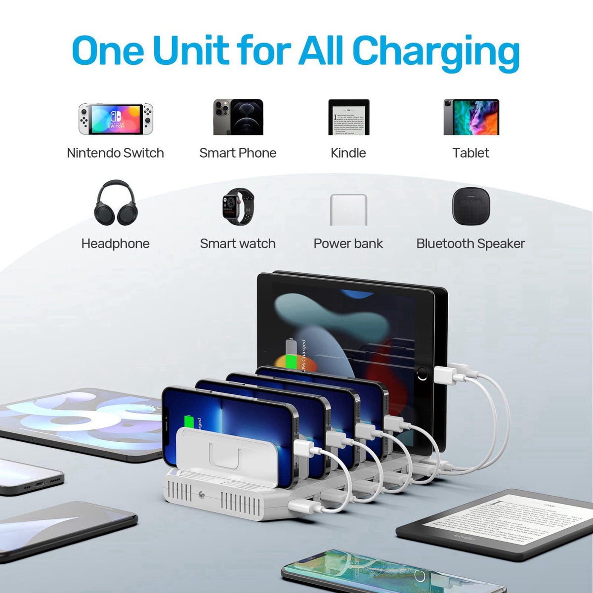 Unitek 10-Port Charging Station, USB Charger Organizer for Multiple Device – packaging and label