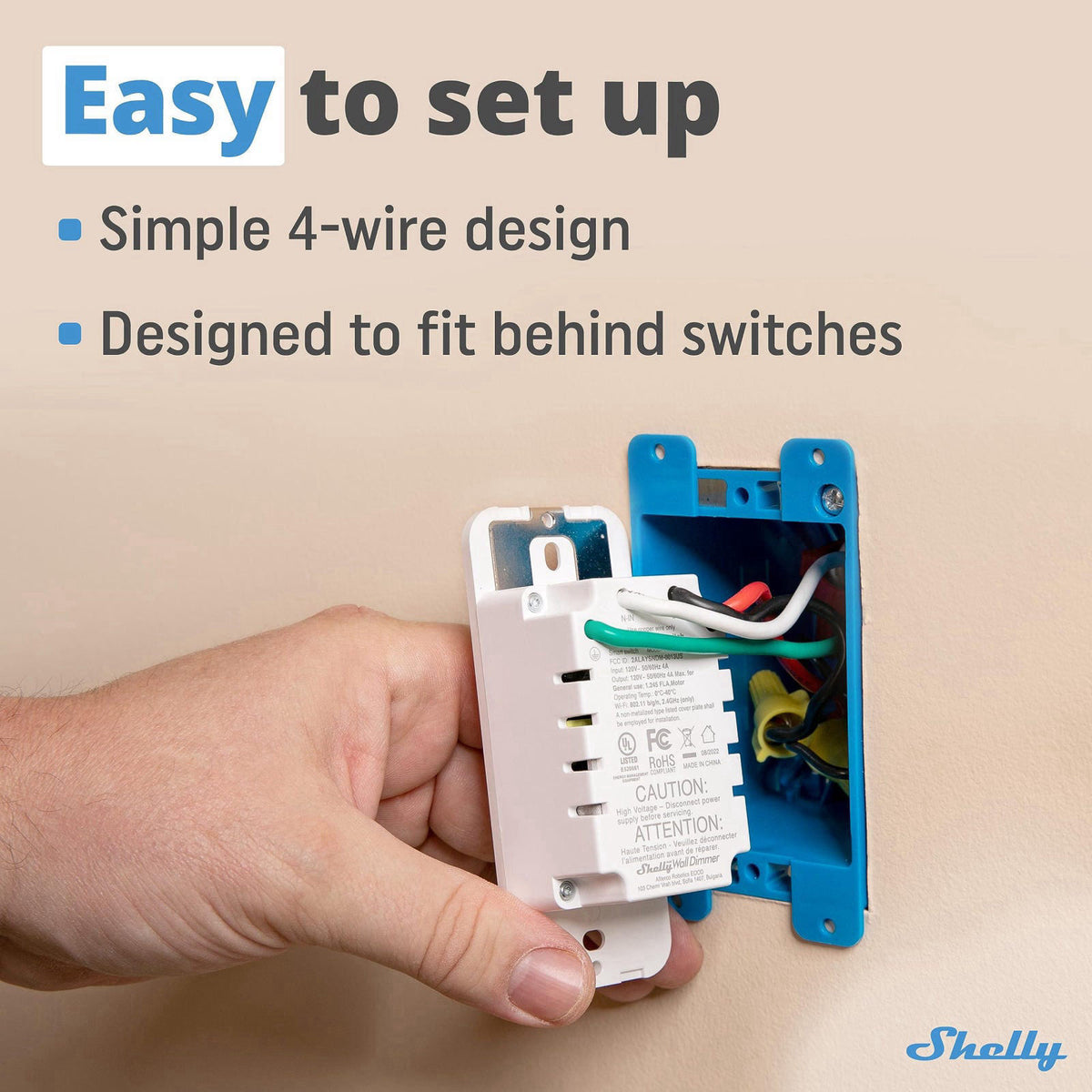 Shelly Plus Wall Dimmer UL | WiFi Smart Wall Dimmer Switch | Home Automation | Bluetooth Gateway | Compatible with Alexa