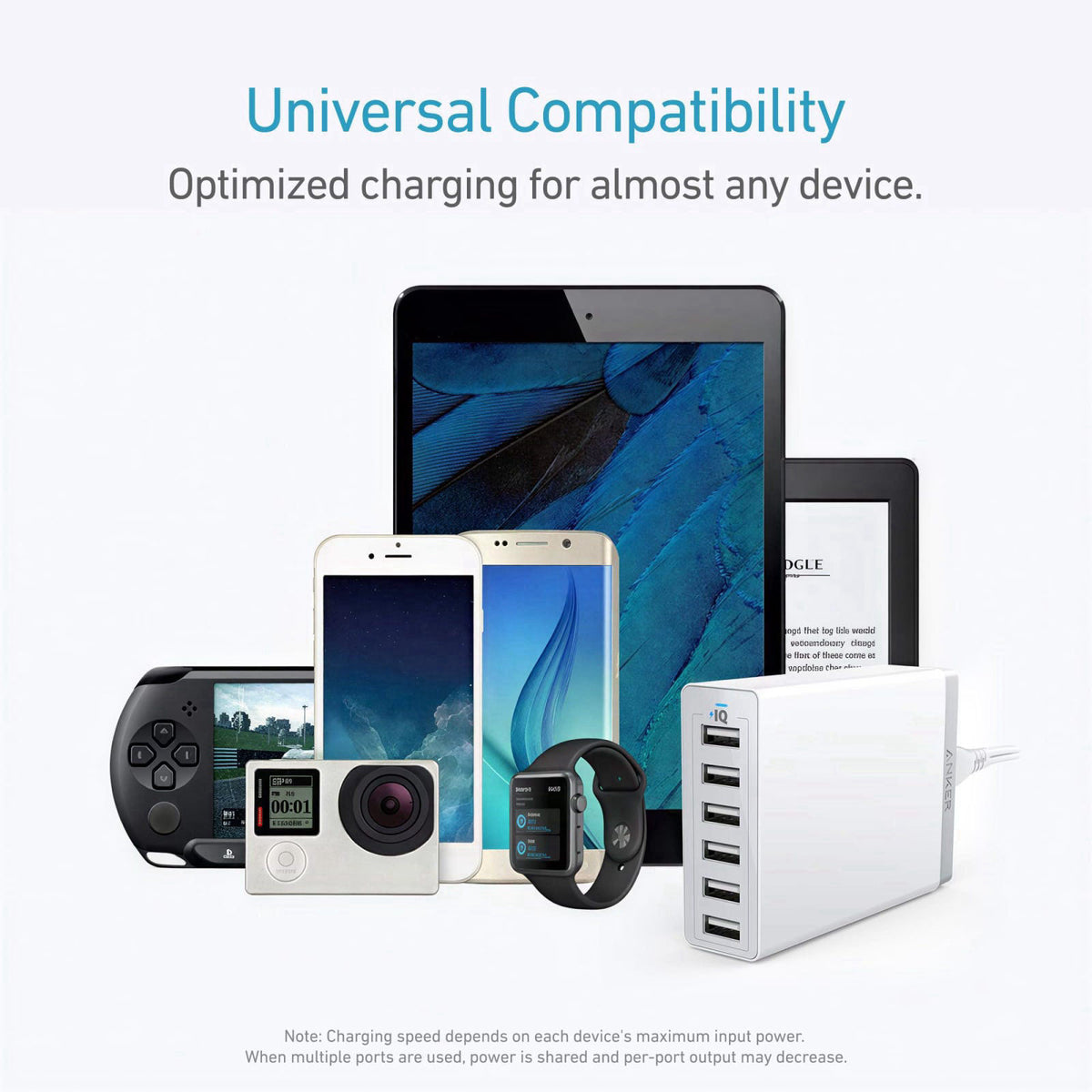 Anker Desktop Charger, 60W 6 Port USB Multiple Charging Hub – packaging and label
