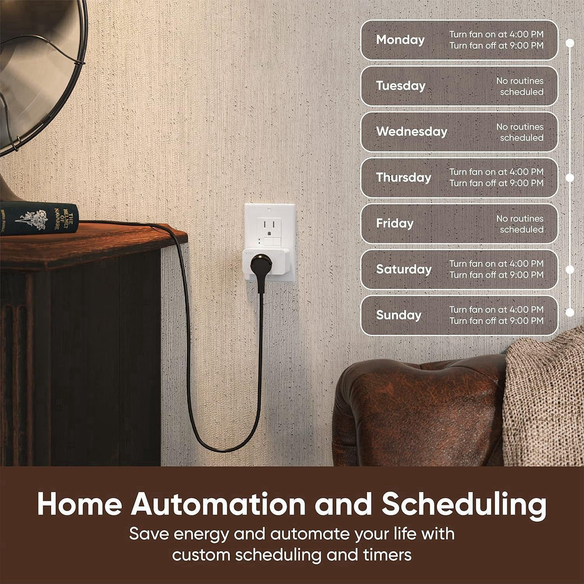 Wyze Lifestyle Wyze Smart Plug 2.4GHz Wi-Fi Outlet, Certified for Humans, 2-Pack – back view and specifications