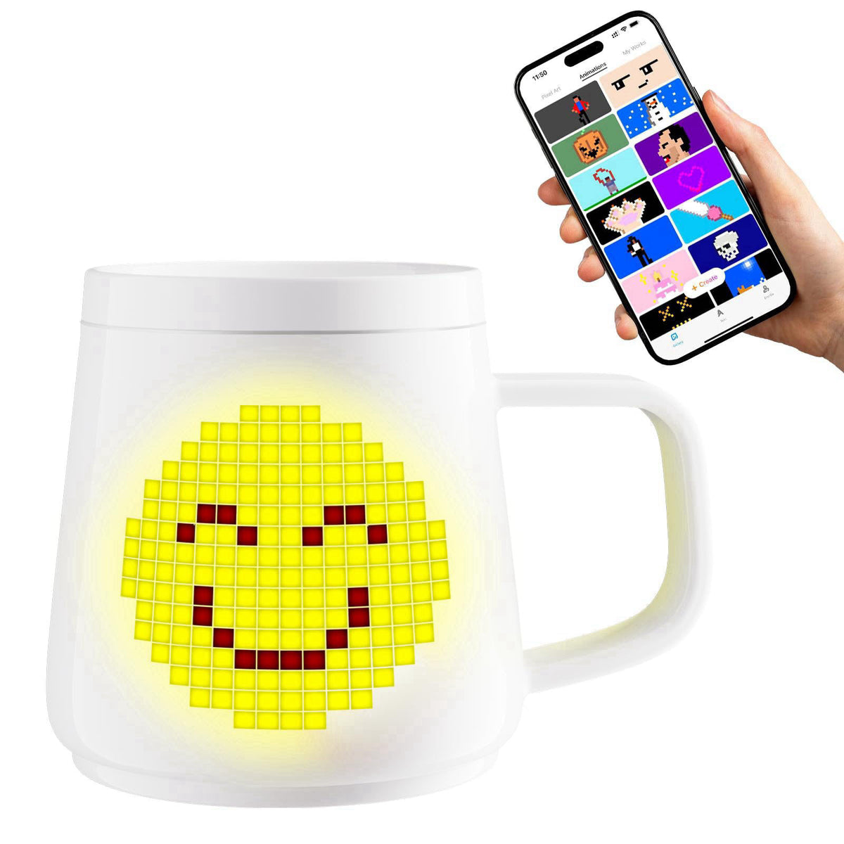 Namfar PixelMug P1:AI-Enhanced Smart Mug with Pixel Display|DIY Pixel Art|Remote Interaction|Coffee Temperature Tracking