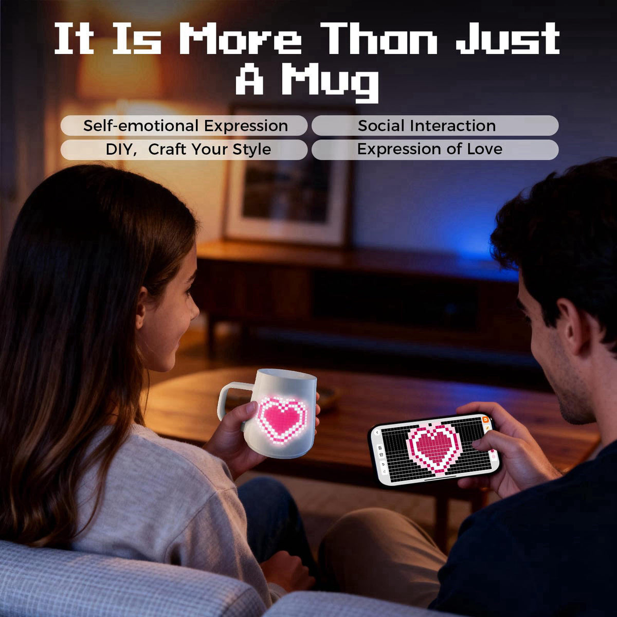 Namfar PixelMug P1:AI-Enhanced Smart Mug with Pixel Display|DIY Pixel Art|Remote Interaction|Coffee Temperature Tracking