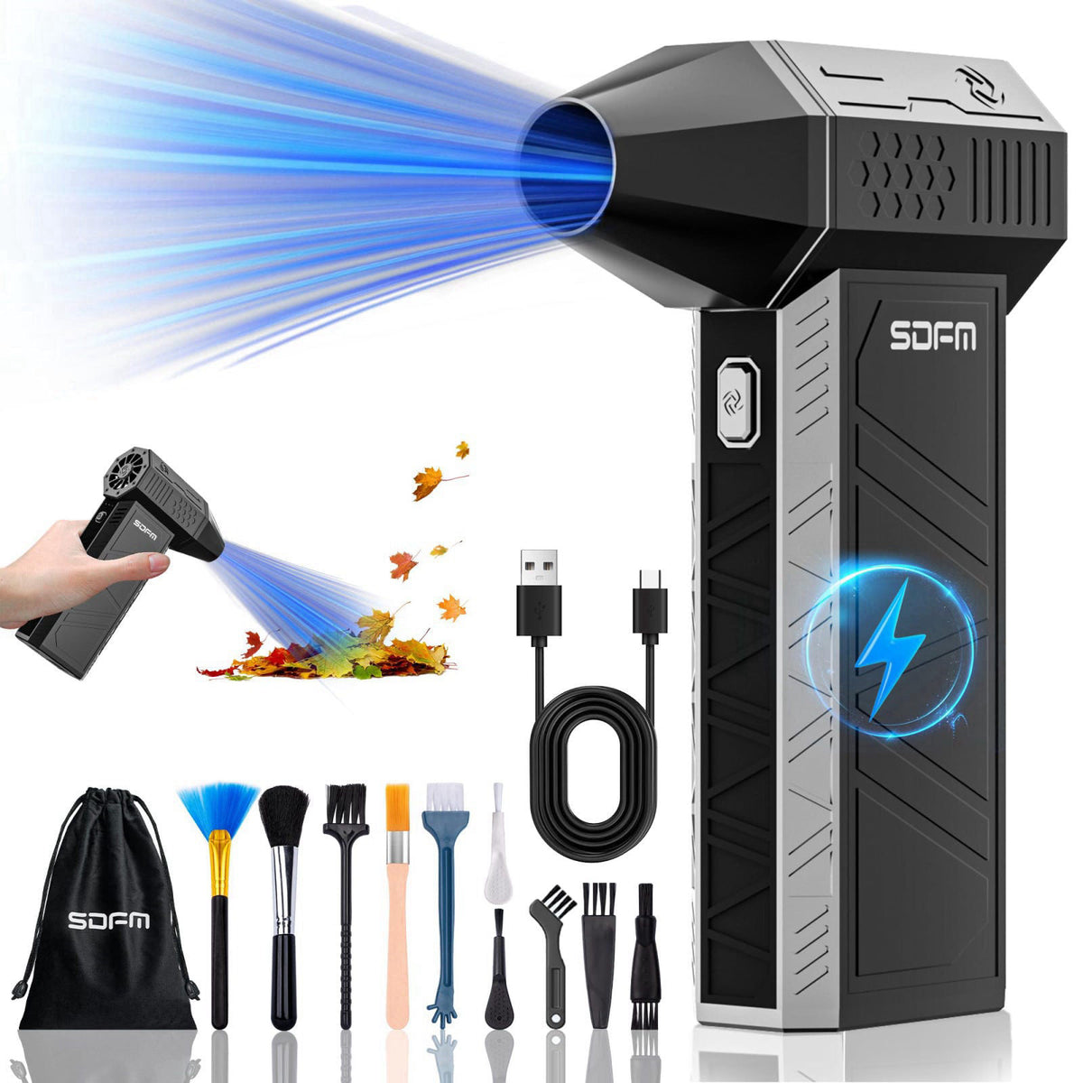 SDFM Compressed Air Duster - 3-Gear Adjustable Rechargeable Air Duster – product photo (Compressed Air Dusters)