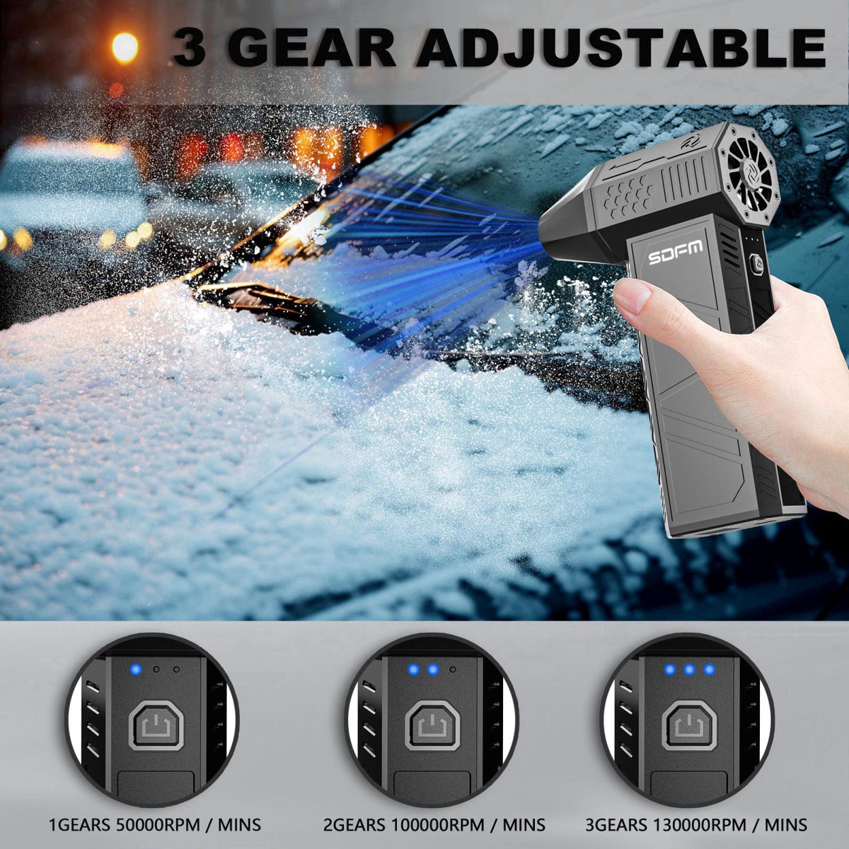SDFM Compressed Air Duster - 3-Gear Adjustable Rechargeable Air Duster – full view