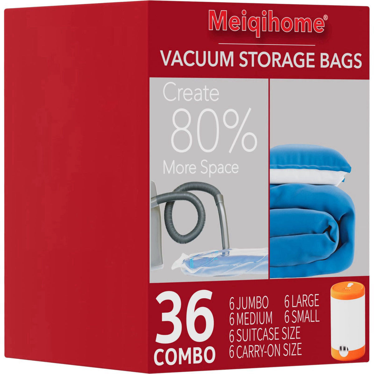 MEIQIHOME Vacuum Seal Bags for Clothing Travel & Home Storage, travel vacuum bags with pump, Store Blankets, Comforters,