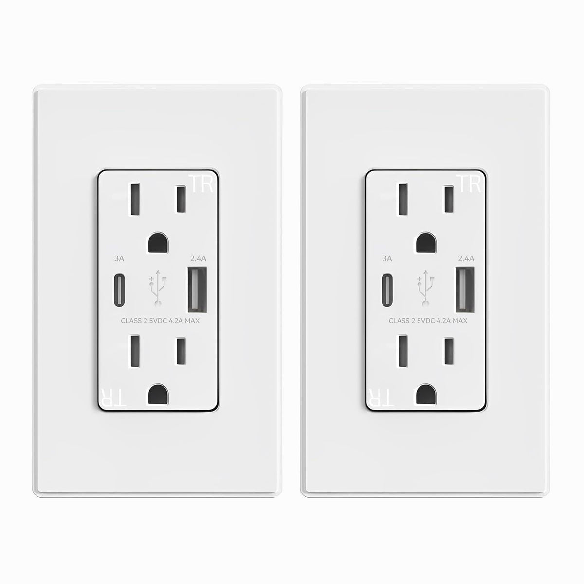 ELEGRP USB Charger Wall Outlet, Type A & C USB Ports, 15 Amp Duplex Tamper Resistant Receptacle Plug NEMA 5-15R, Wall Pl