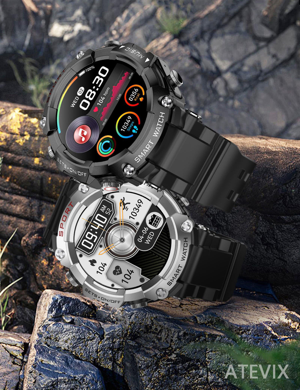 ATEVIX Smart Watch with Earbuds for Men, Smart Watches for Android Phones, Bluetooth Calling can Answer and Make Calls, 