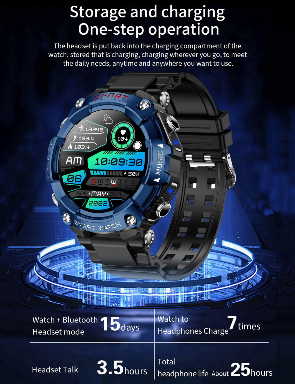 ATEVIX Smart Watch with Earbuds for Men, Smart Watches for Android Phones, Bluetooth Calling can Answer and Make Calls, 