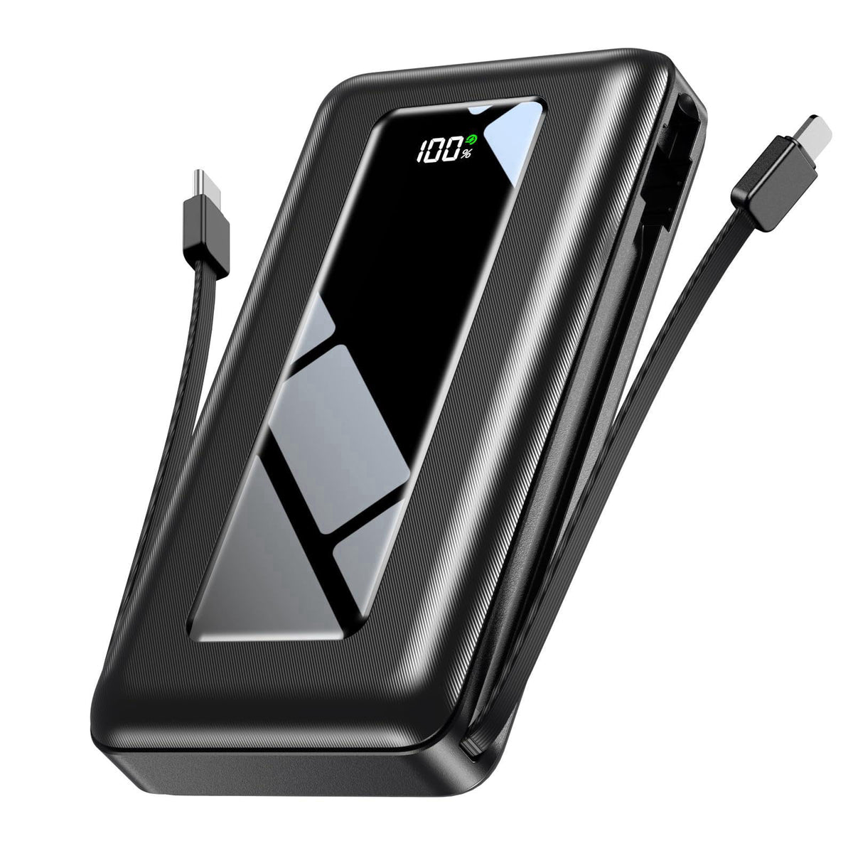 JKELAR 50000mAh Portable Charger Power Bank, Fast Charging with Built in Cables – back view and specifications