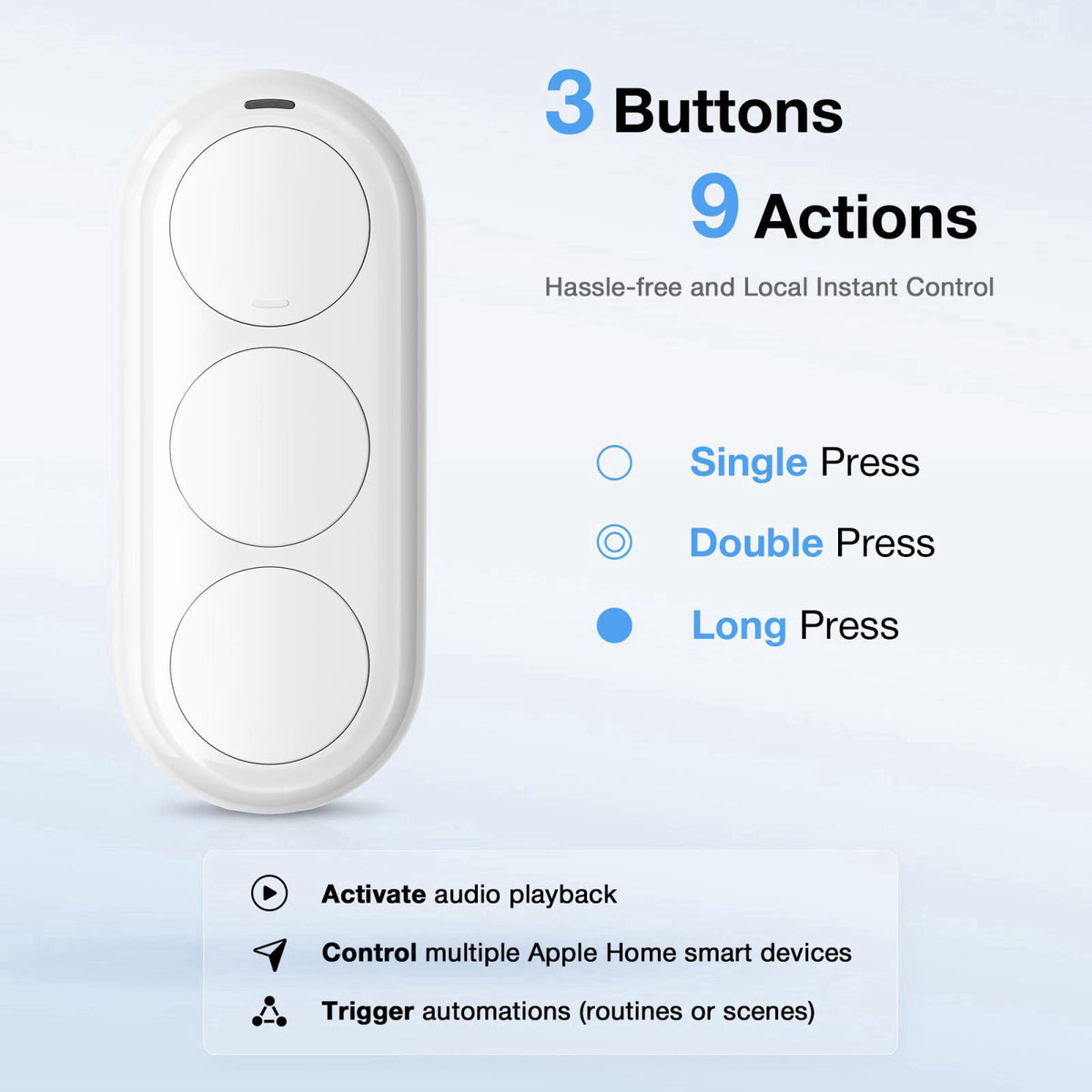Airversa QliQ AC1 HomeKit Button Controller, White 1 Pack – close-up detail in White