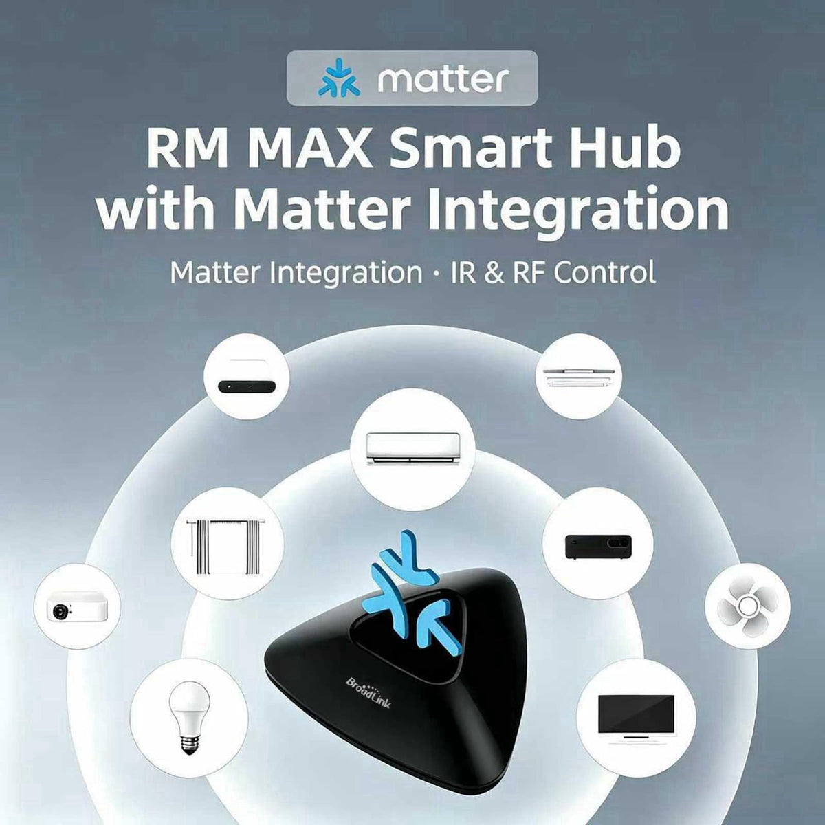 Broadlink RM Max Smart Remote Matter Compatibility IR/RF Universal Remote – close-up detail in Black
