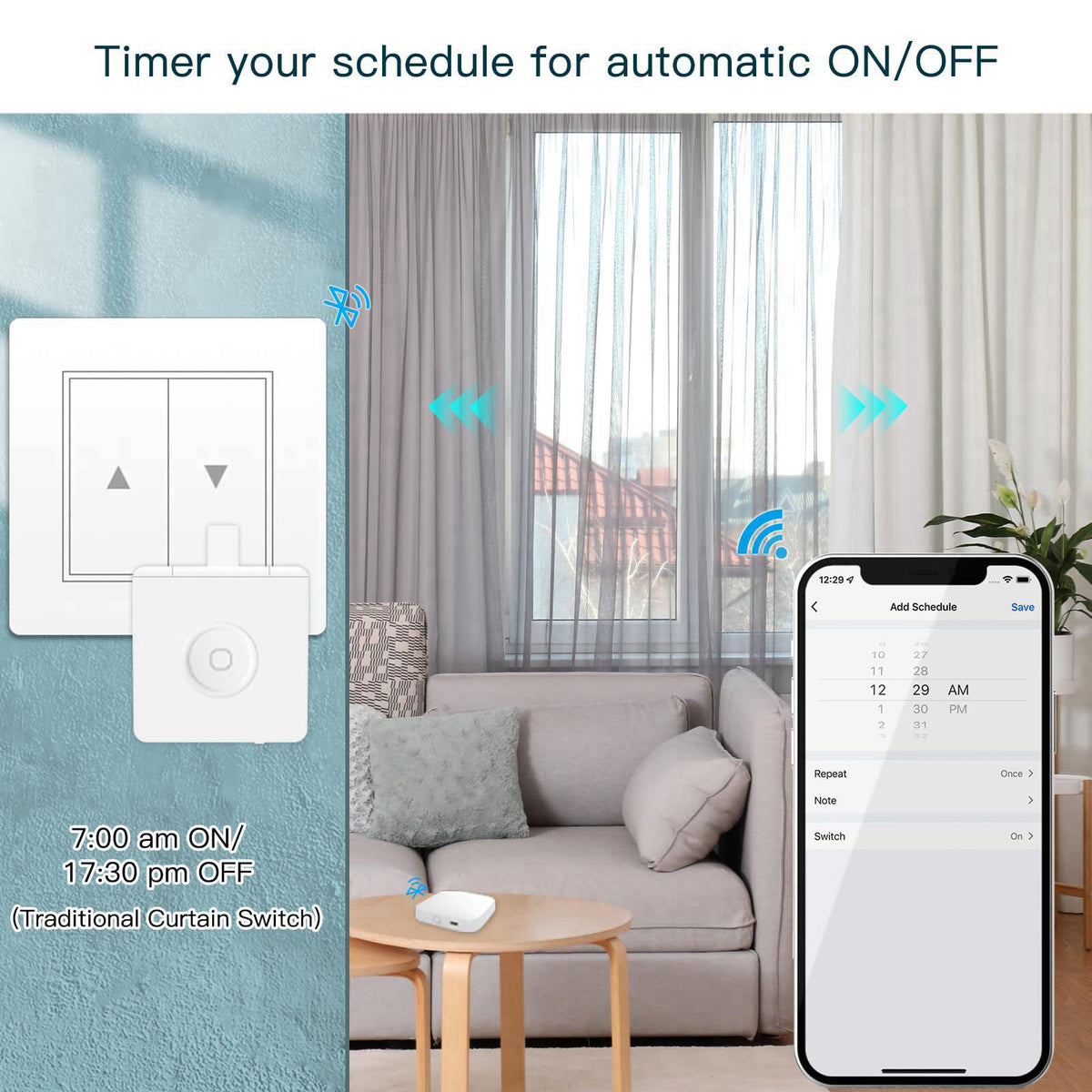 MOES Fingerbot Plus Smart Button Pusher,Accessory Kit Tools Packs,MOES BLE Hub – back view and specifications
